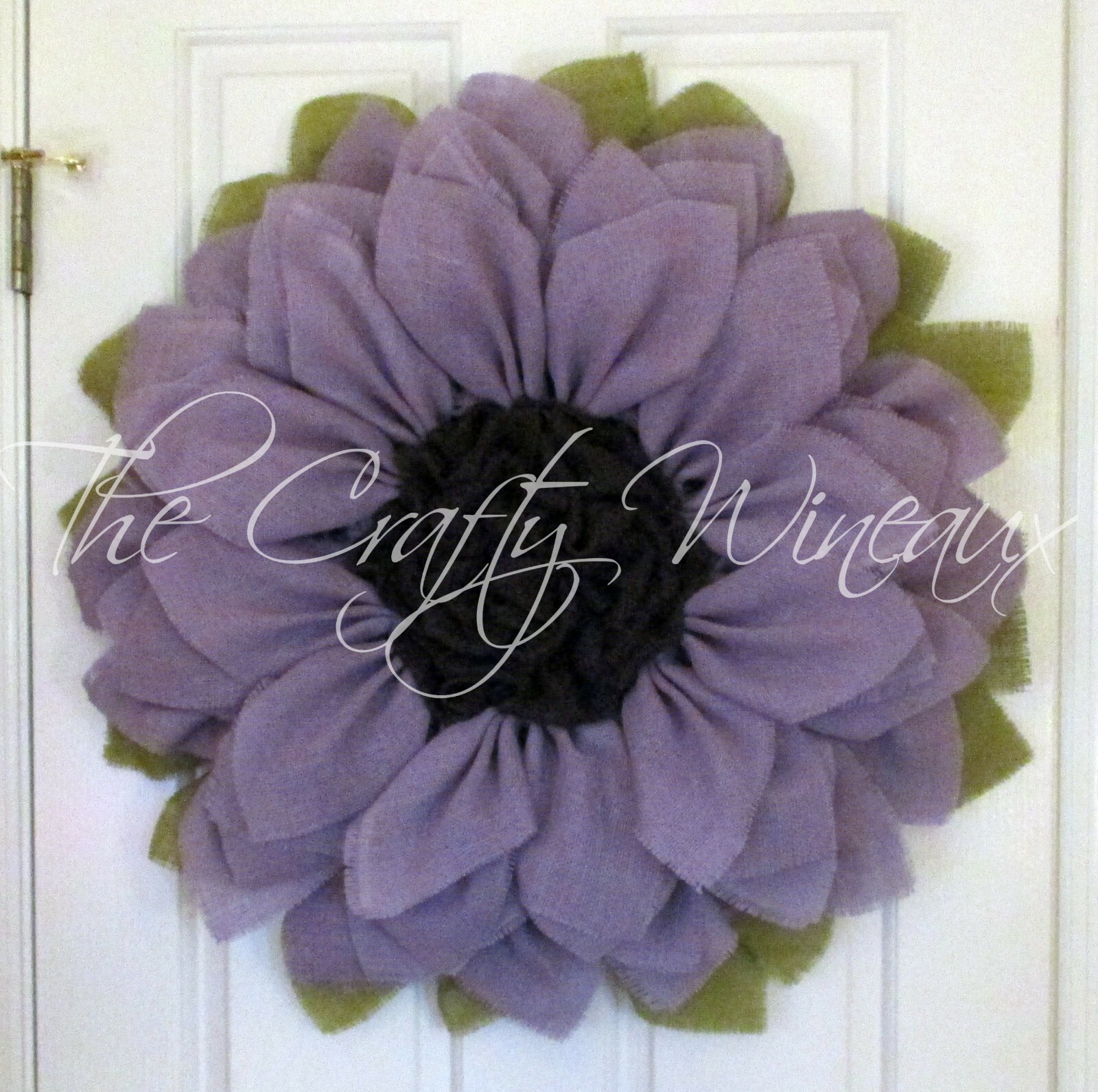 The Crafty Wineaux – Extra Large 30″ Light Violet Burlap Sunflower Wreath