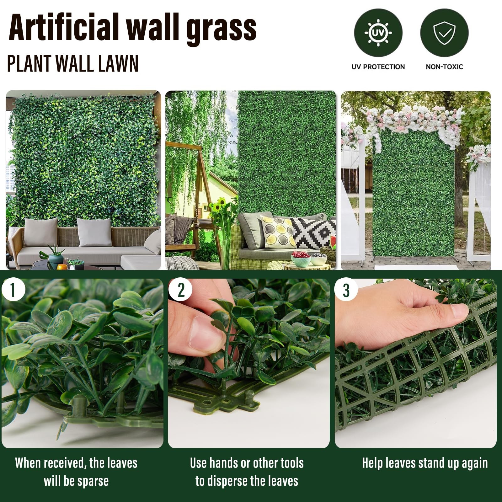 Artificial Boxwood Panels – 10×10 Inch Realistic Lush Green Wall Decor for In…