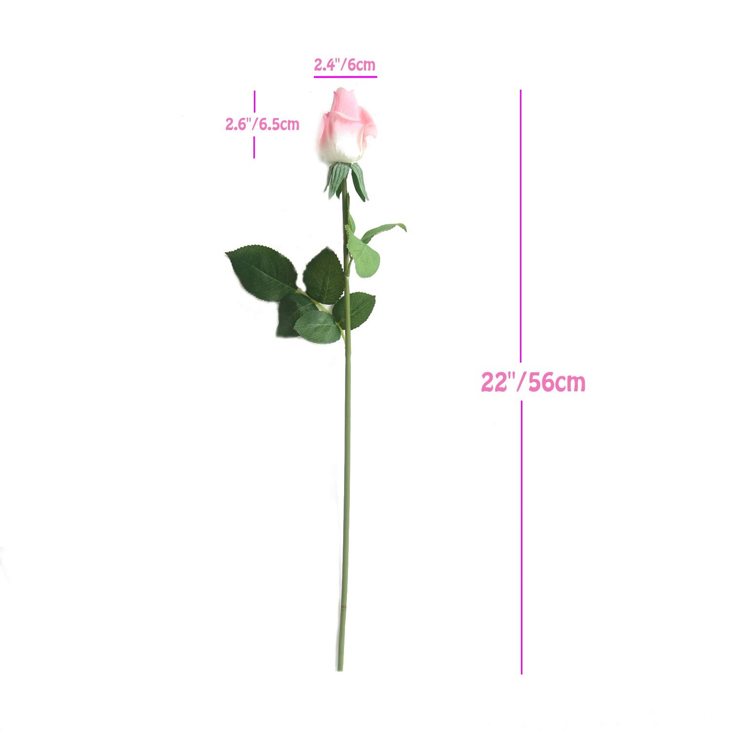 12pcs Real Look Artificial Rose Buds 22 Inch Real Touch Silk Rosebud Flower