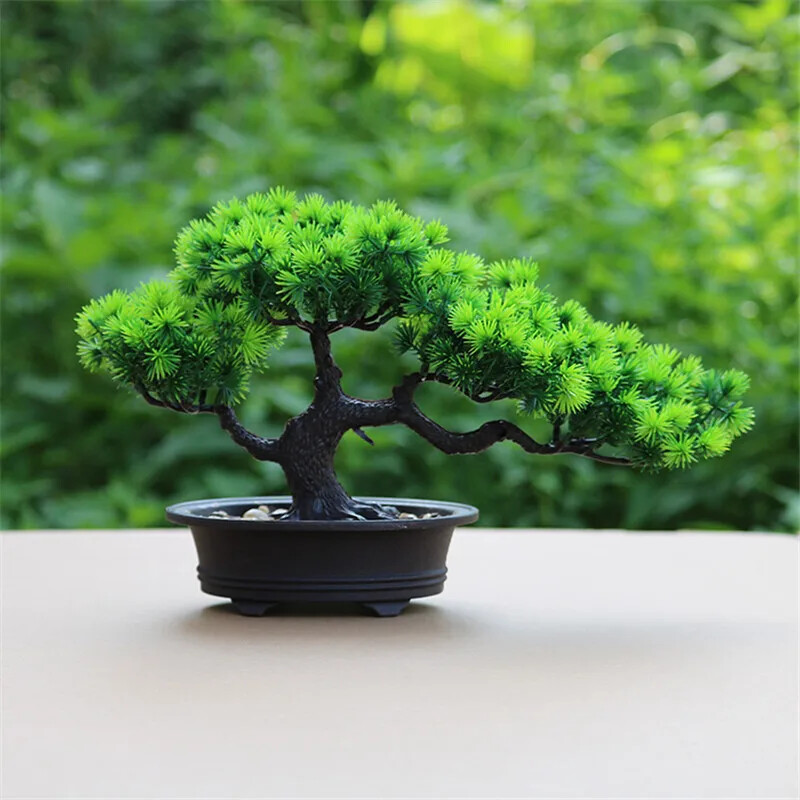 Flower Bonsai Zen Simulated Tree Pine Potted Desktop Decoration Fengshui