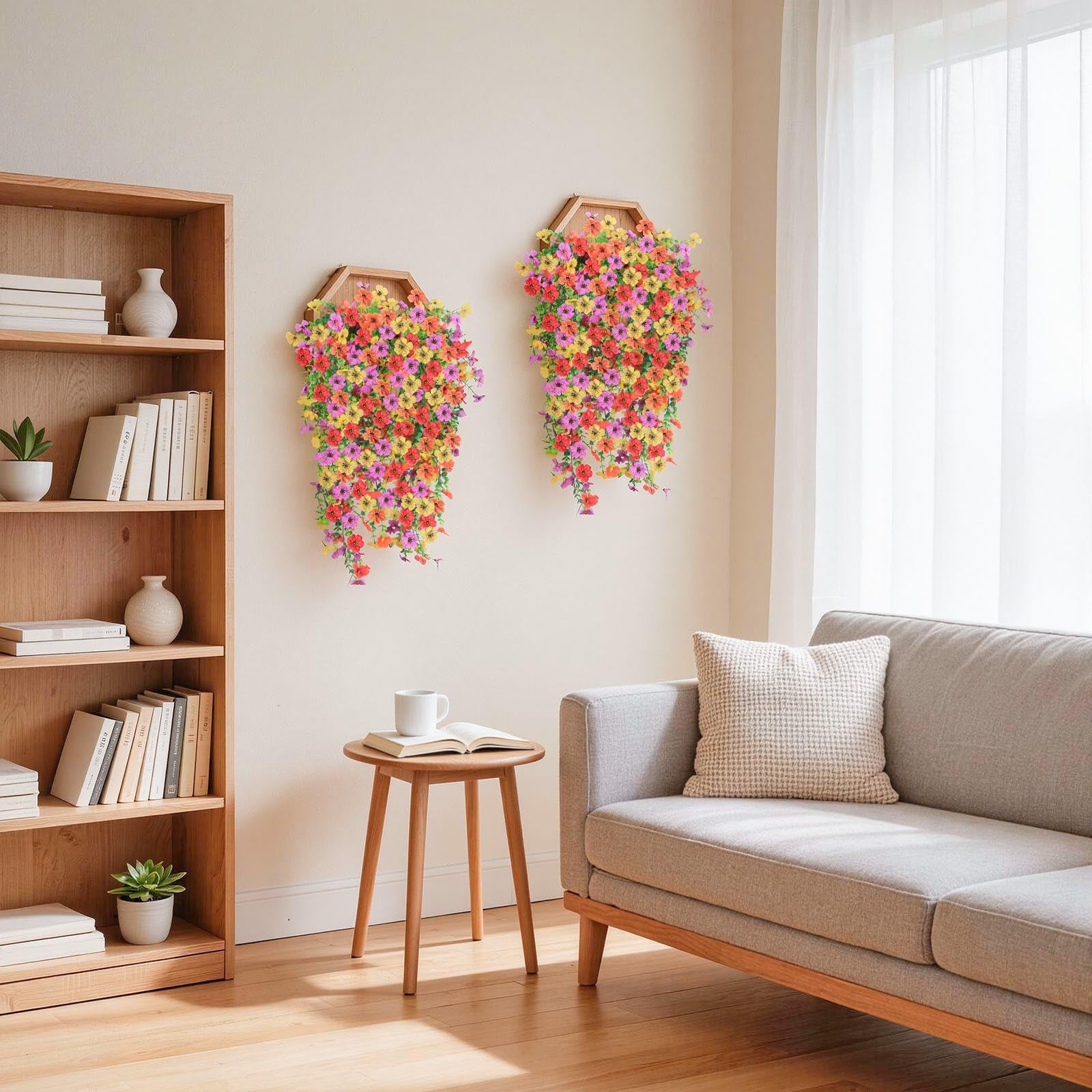 Artificial Hanging Flowers for Outdoors, 6PCS Faux Silk Artificial Flowers fo…
