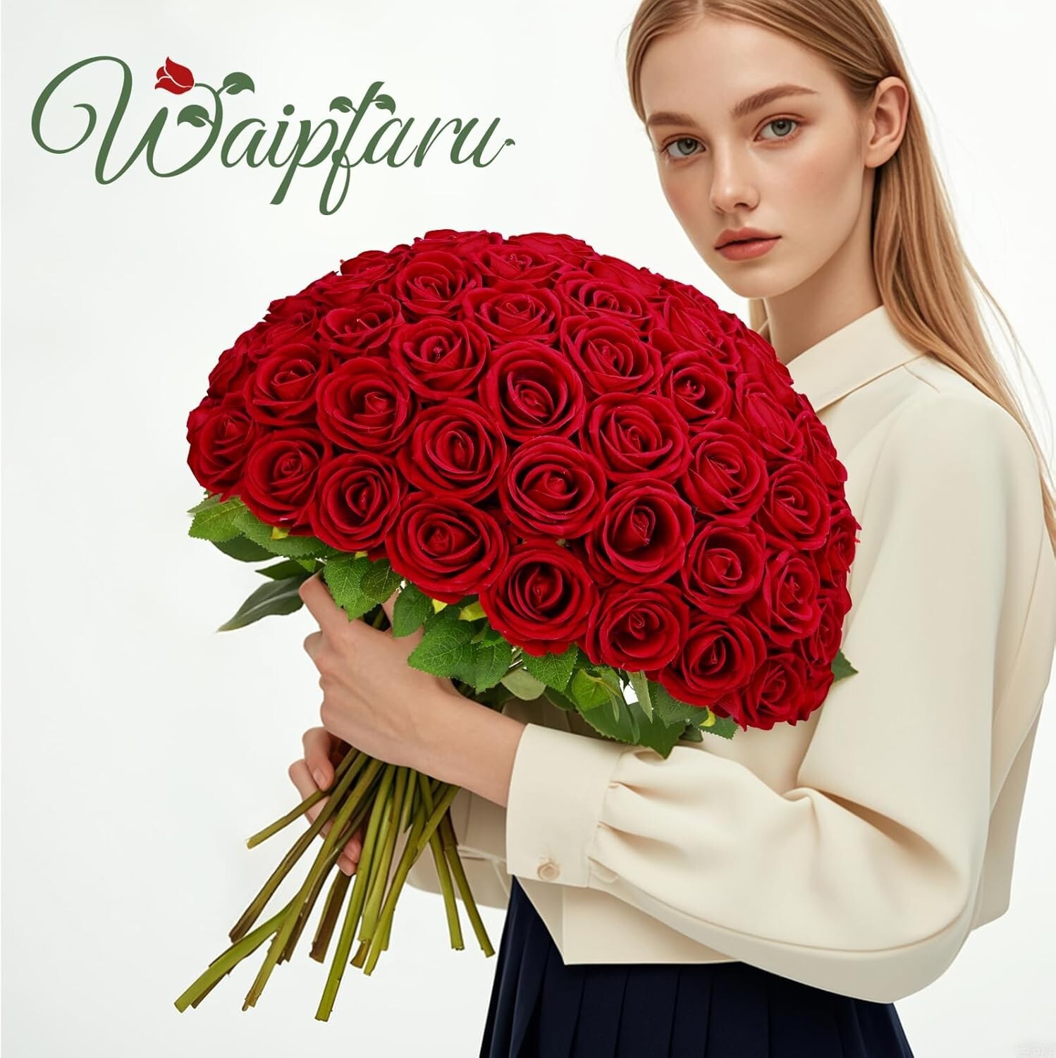 100-Pc Red Velvet Roses with Wrapping Paper – Perfect for Every Occasion