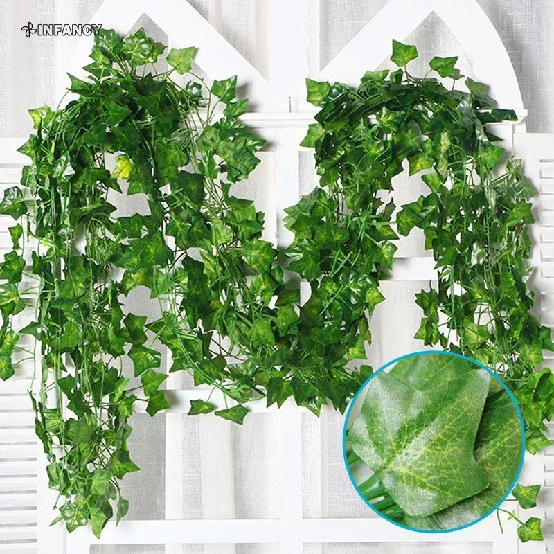 2.2M Artificial Hanging Vines – Green Silk Leaves for Home, Wedding, & Garden
