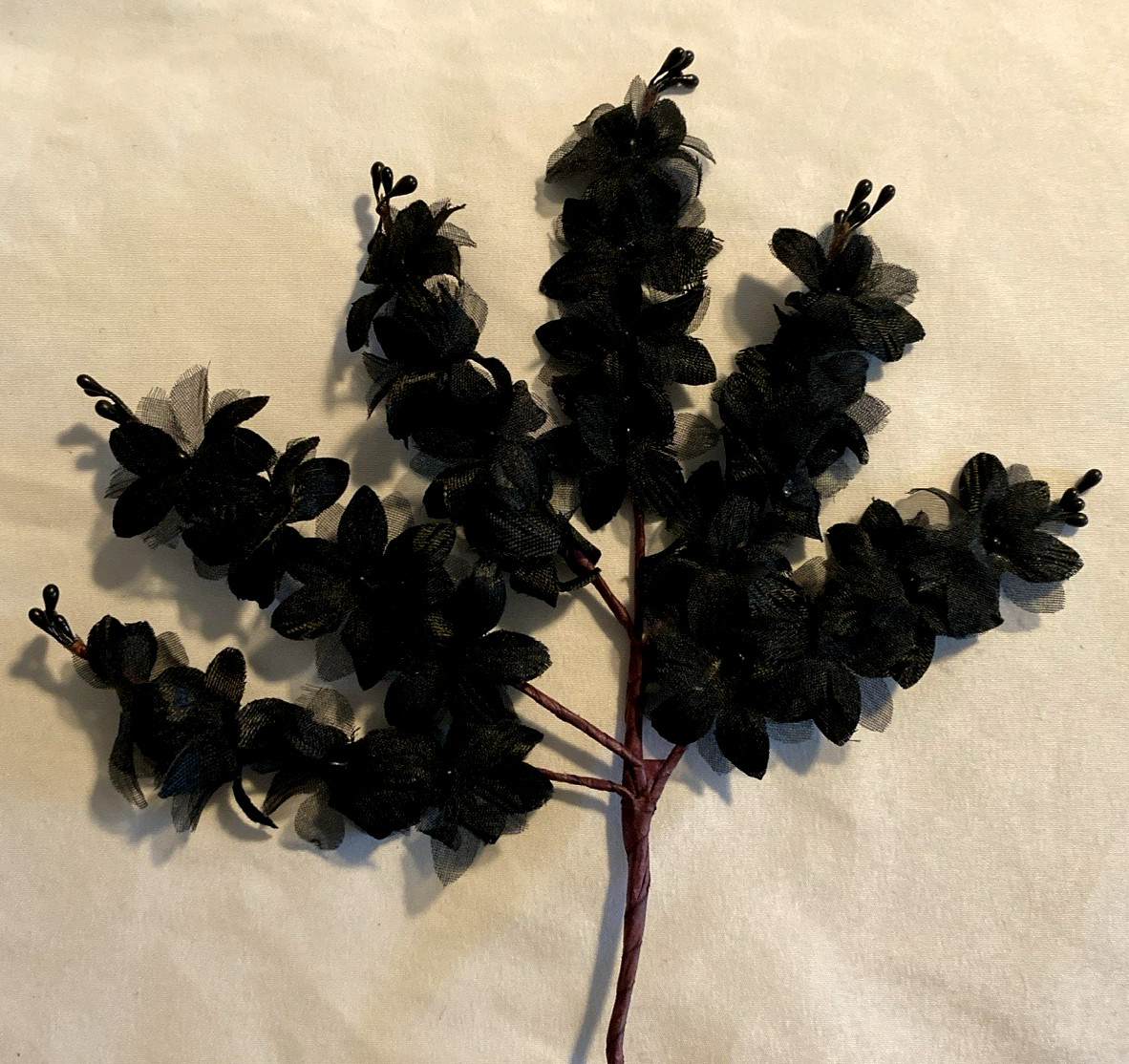 4 Black Floral Picks Halloween, Goth Wedding, Wedding, Black Tie Event 9″