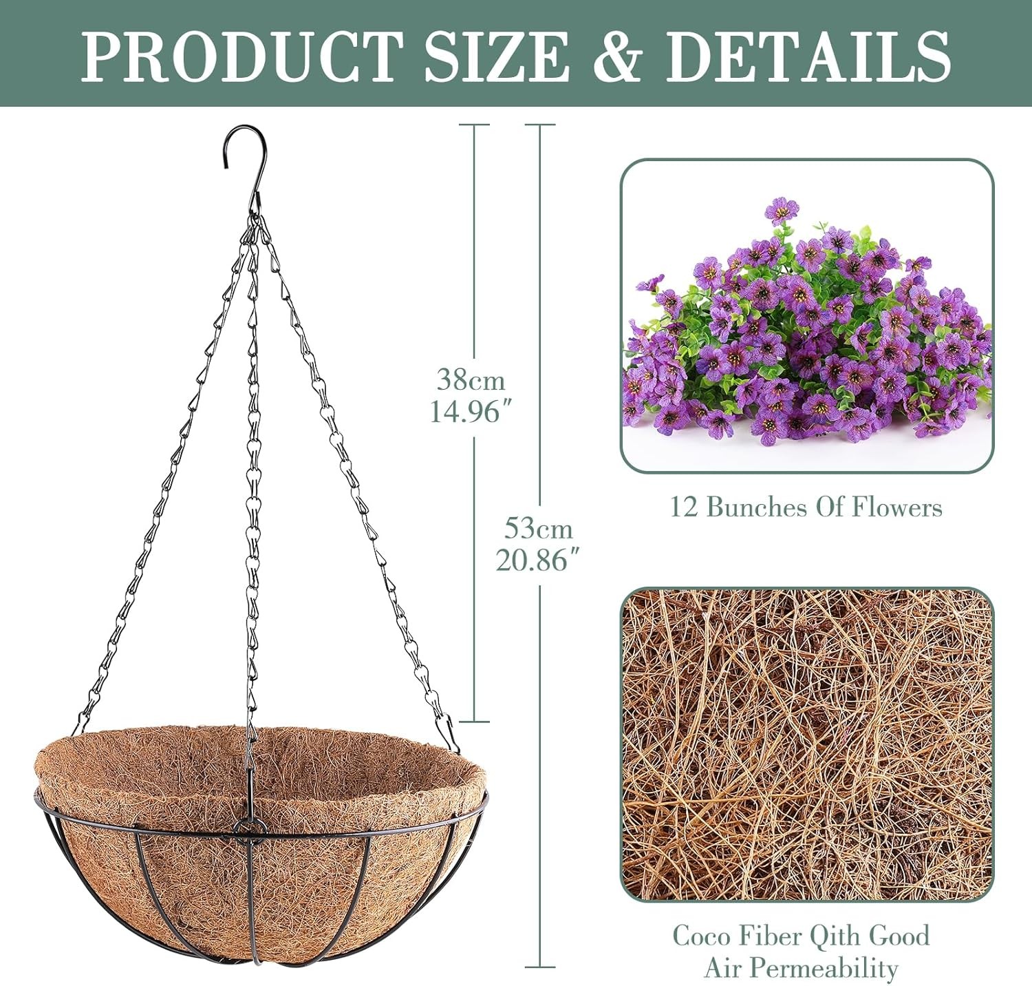 Artificial Flowers Hanging Plants in Basket,Artificial Hanging Flowers for Sp…