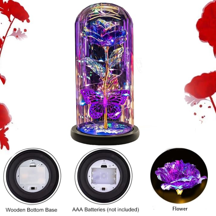 Mothers Day Rose Gifts for Mom Women, Glass Flower Rose Gifts Forever Eternal…