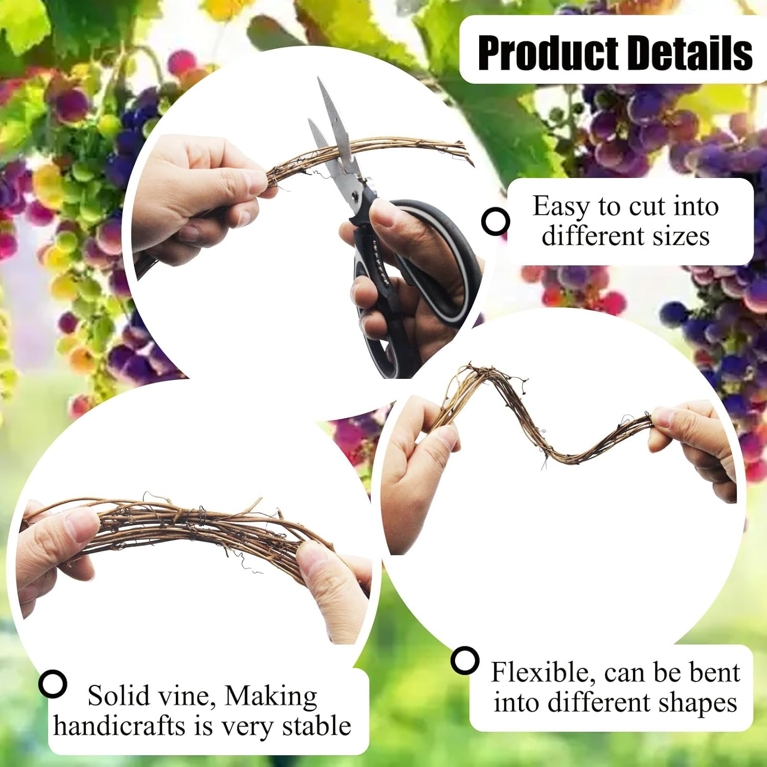 15 Feet Grapevine Garland DIY Crafts Natural Grapevine Twig Vines, 3 PCS Vine…