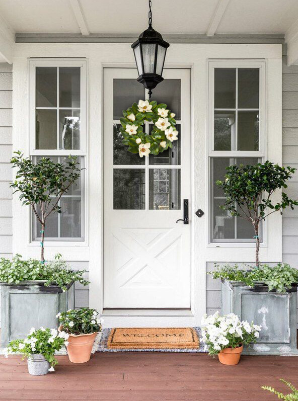 23″ Spring Botanical Farmhouse Real Touch Artificial Magnolia Wreath Silk Floral