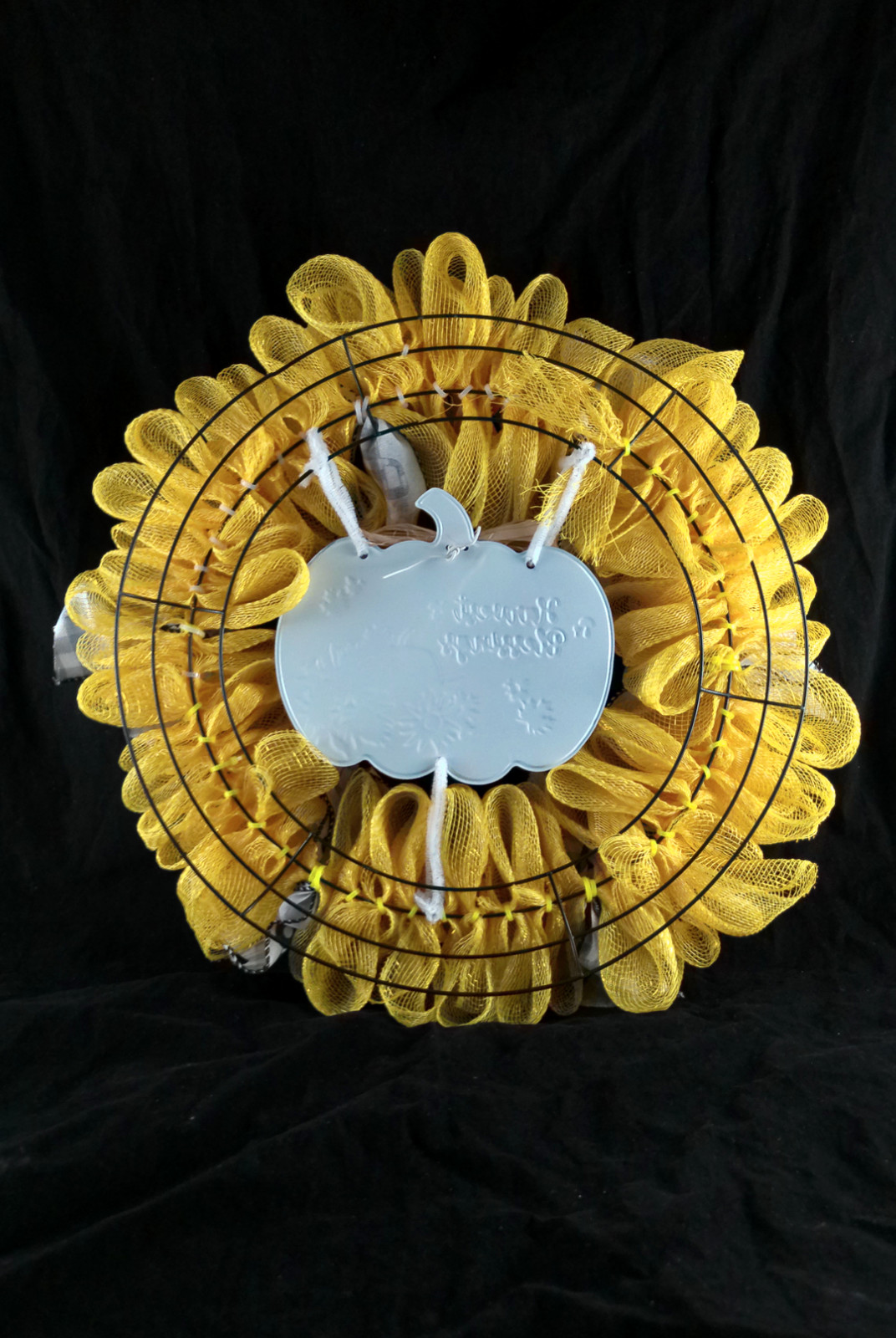 Yellow Fall Bubble Woodland Cruffle Deco Mesh Wreath