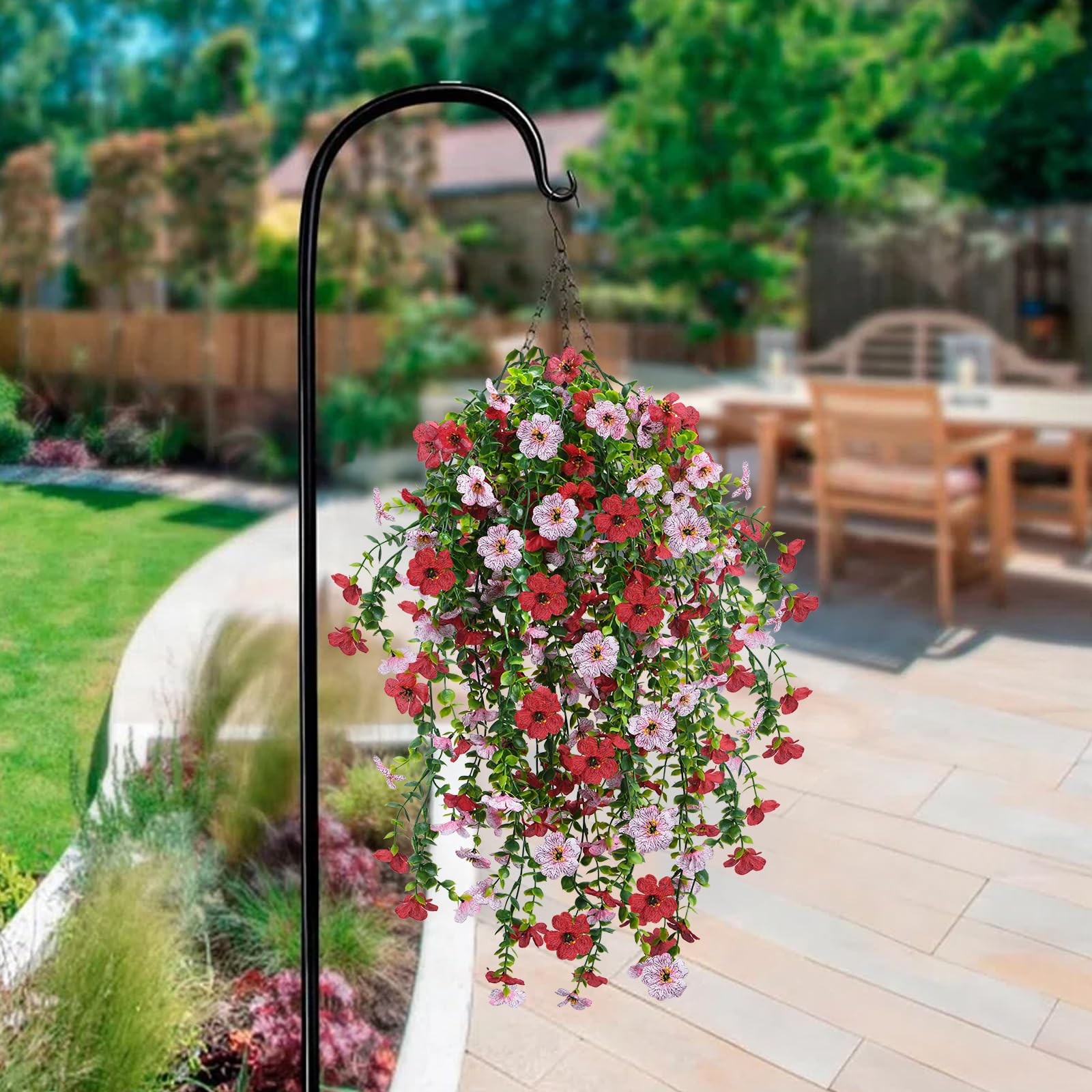 4 Pcs Artificial Hanging Flowers for Outdoors in Pot, 30in UV Resistant Faux