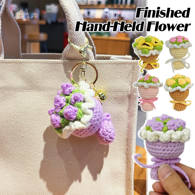 Handheld Small Bouquet Handmade Knitted Puff Flower Crochet Party Decors Gift