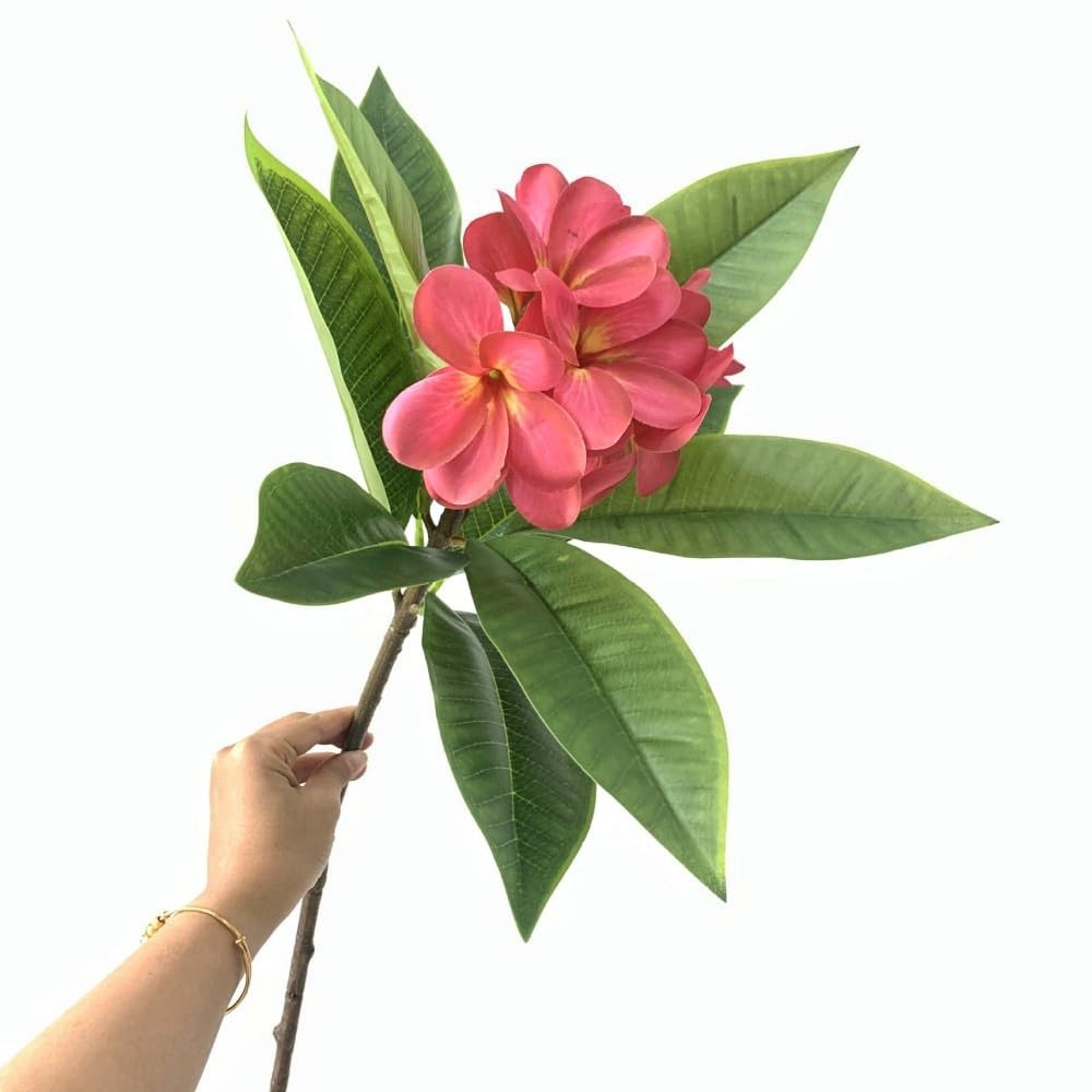 35.5 Inch Artificial Flowers Artificial Frangipani Flower 2 Stems Lifelike Re…