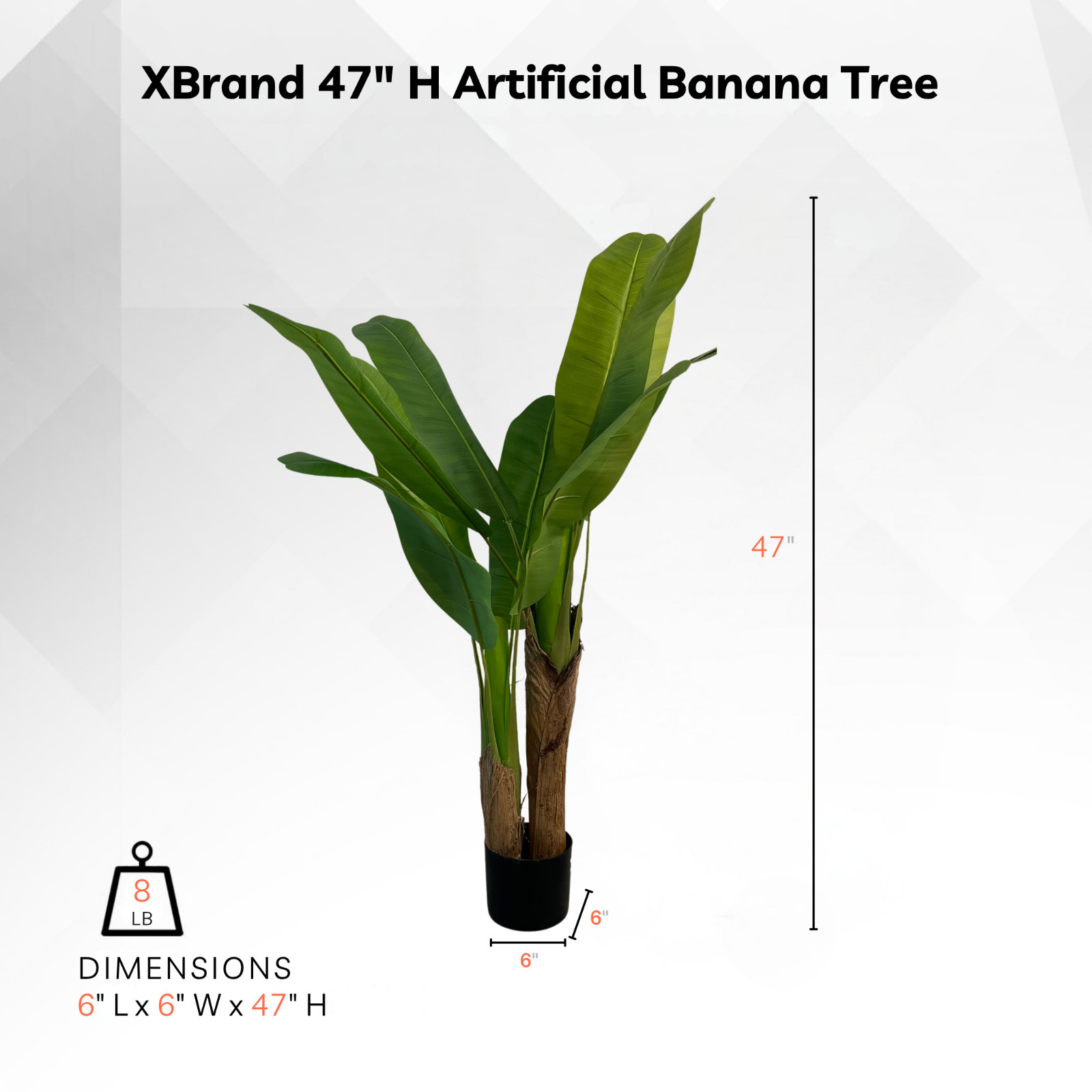XBrand 47.2″ Artificial Banana Tree – Realistic Faux Tropical Plant CA-LT-210-1