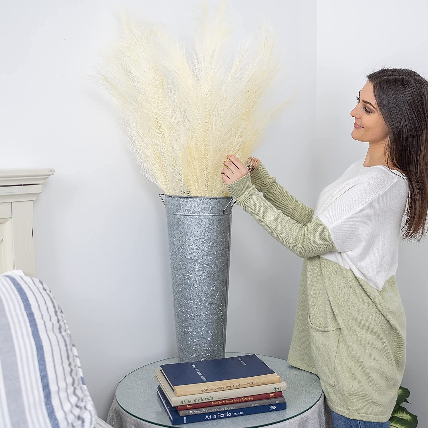 Luxivance || Fluffy Faux Pampas Grass Decor || 43” Tall || 3pk || Brand NEW ||