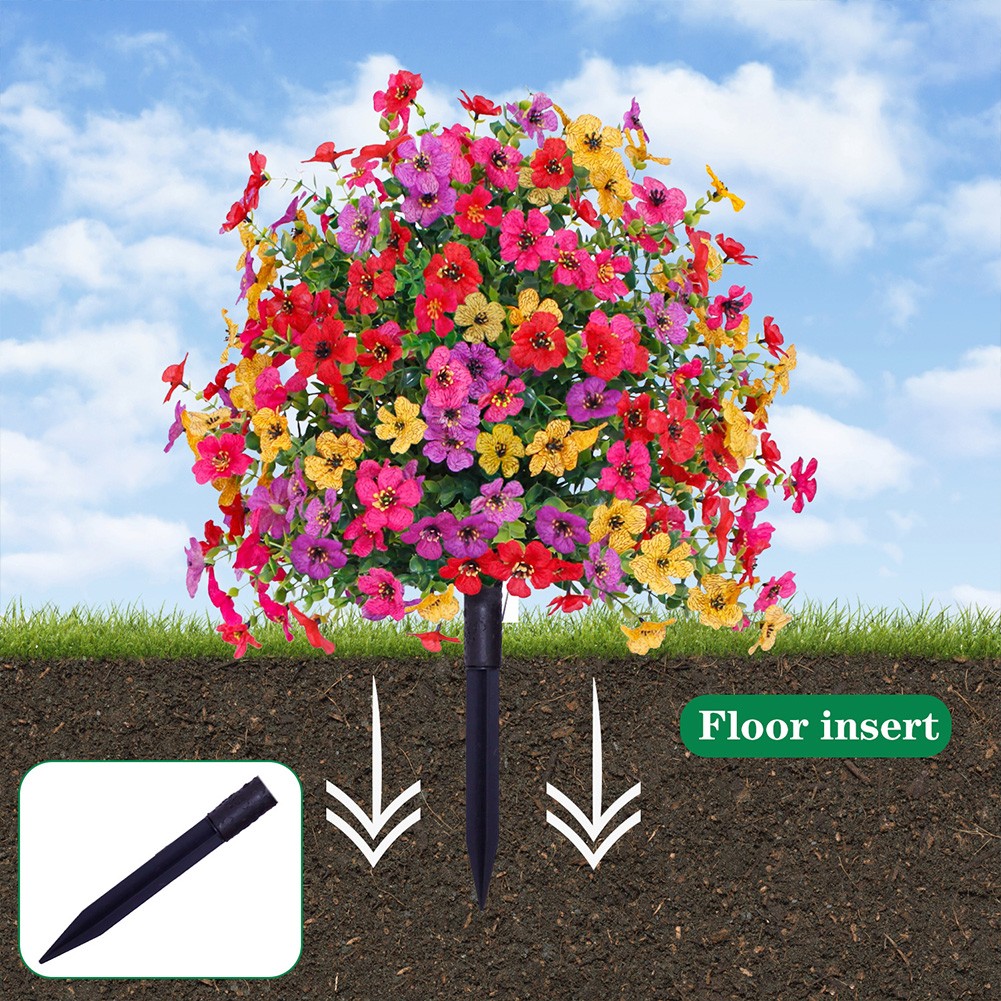 Artificial Outdoor Flowers Plants 2-Pack – 23 in, Low-Maintenance Faux Shrubs