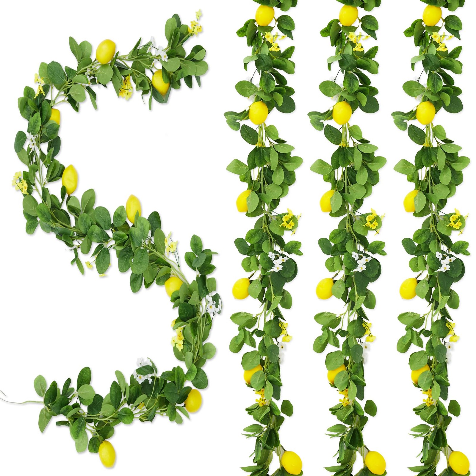 3 Pcs 6.56 ft Artificial Lemon Garland, Spring Summer Greenery Vines Garland …