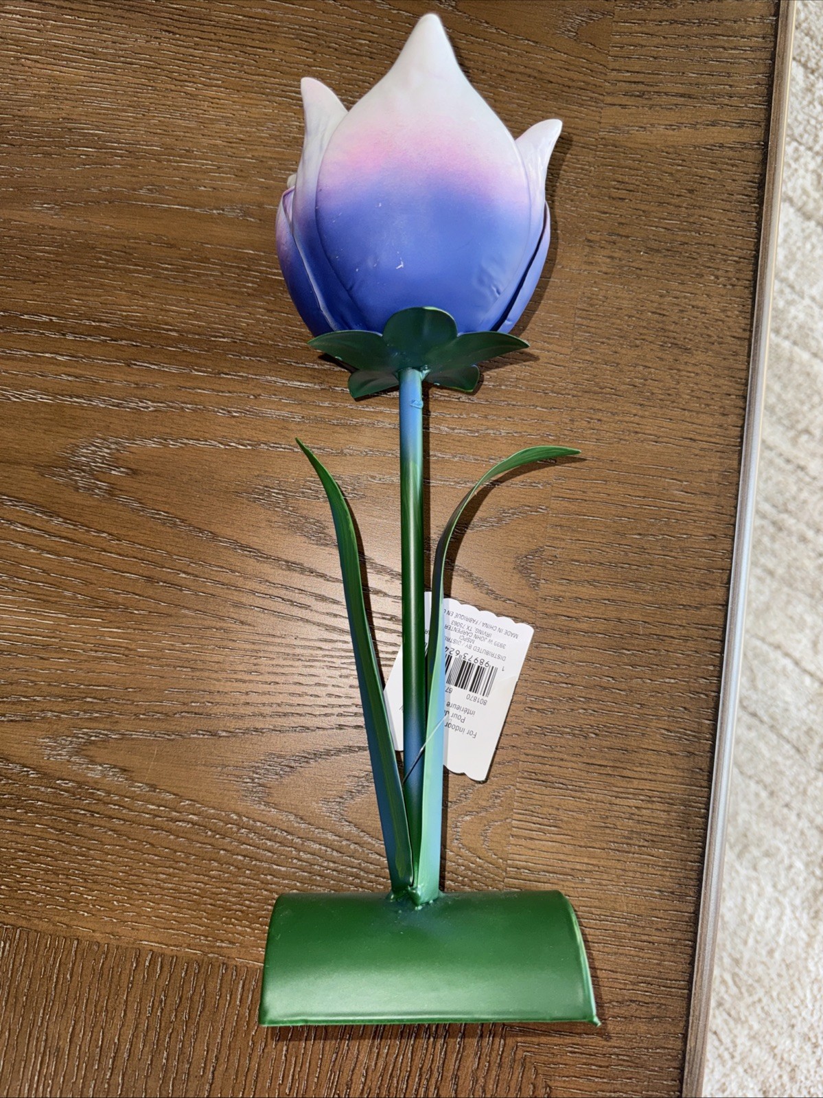 Large Metal Flower Sculpture Tabletop Decor Purple Pink Spring NWT