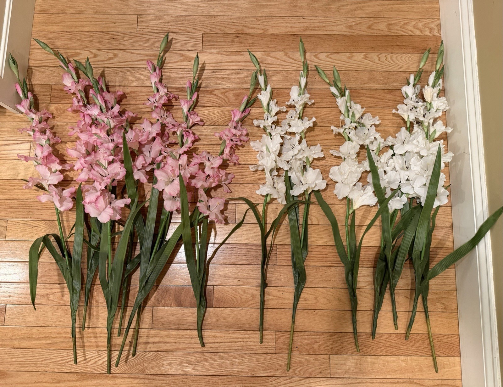 Artificial Flowers Pink & White Gladiolus 30” – 14 piece bundle