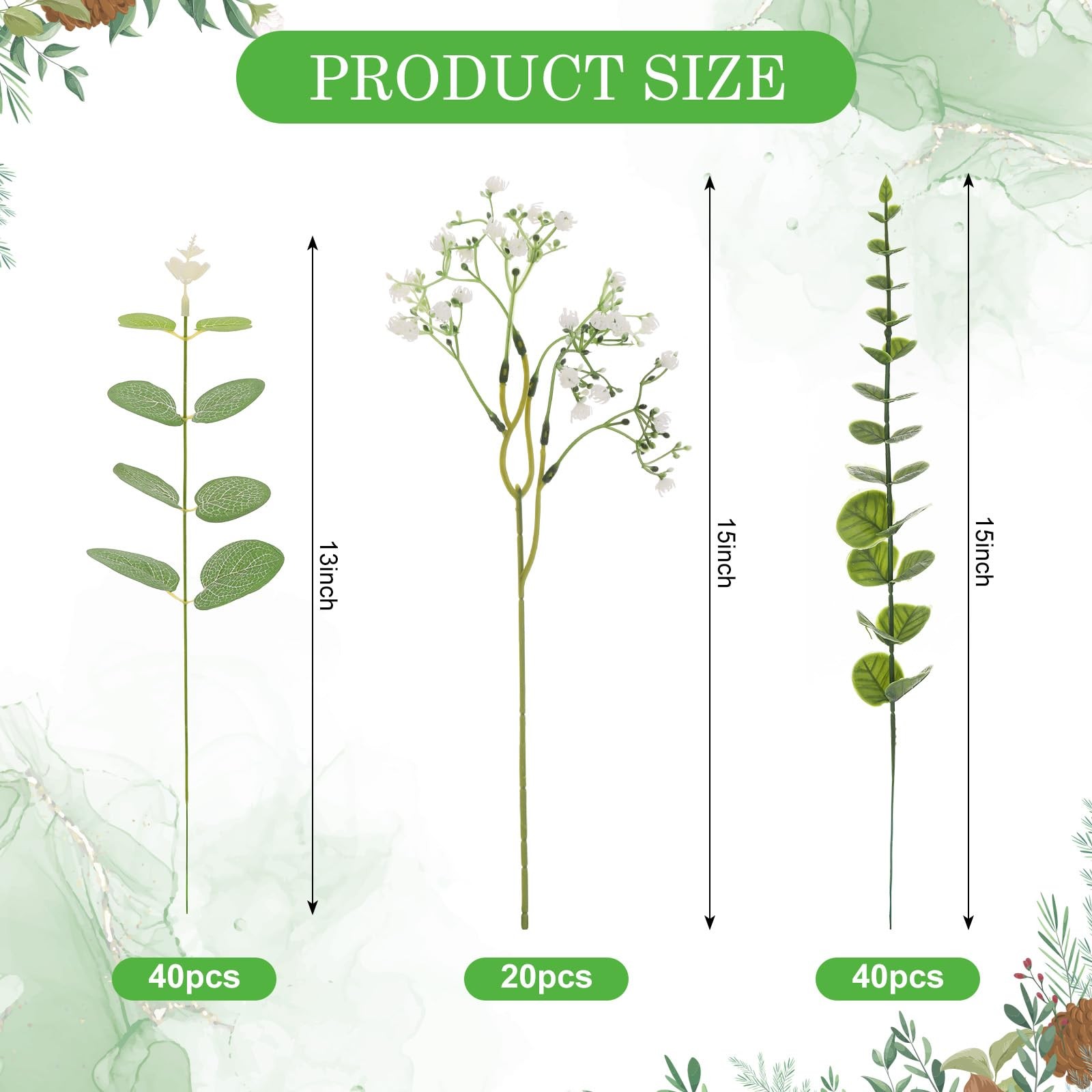 100 Pcs Mixed Artificial Eucalyptus Stems and Babys Breath Artificial Flowers…