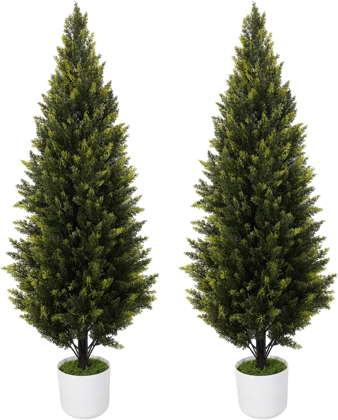 2 Pack 4Ft UV Resistant Artificial Cedar Topiary Trees for Indoor Outdoor Decor