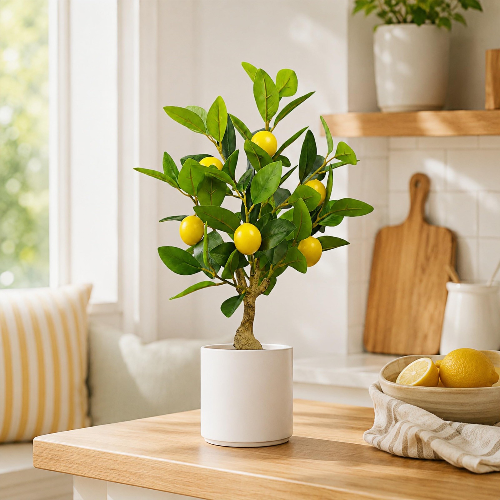Artificial Lemon Tree 20.5 Inches Tall, Fake Potted Citrus Plant with Lemons …