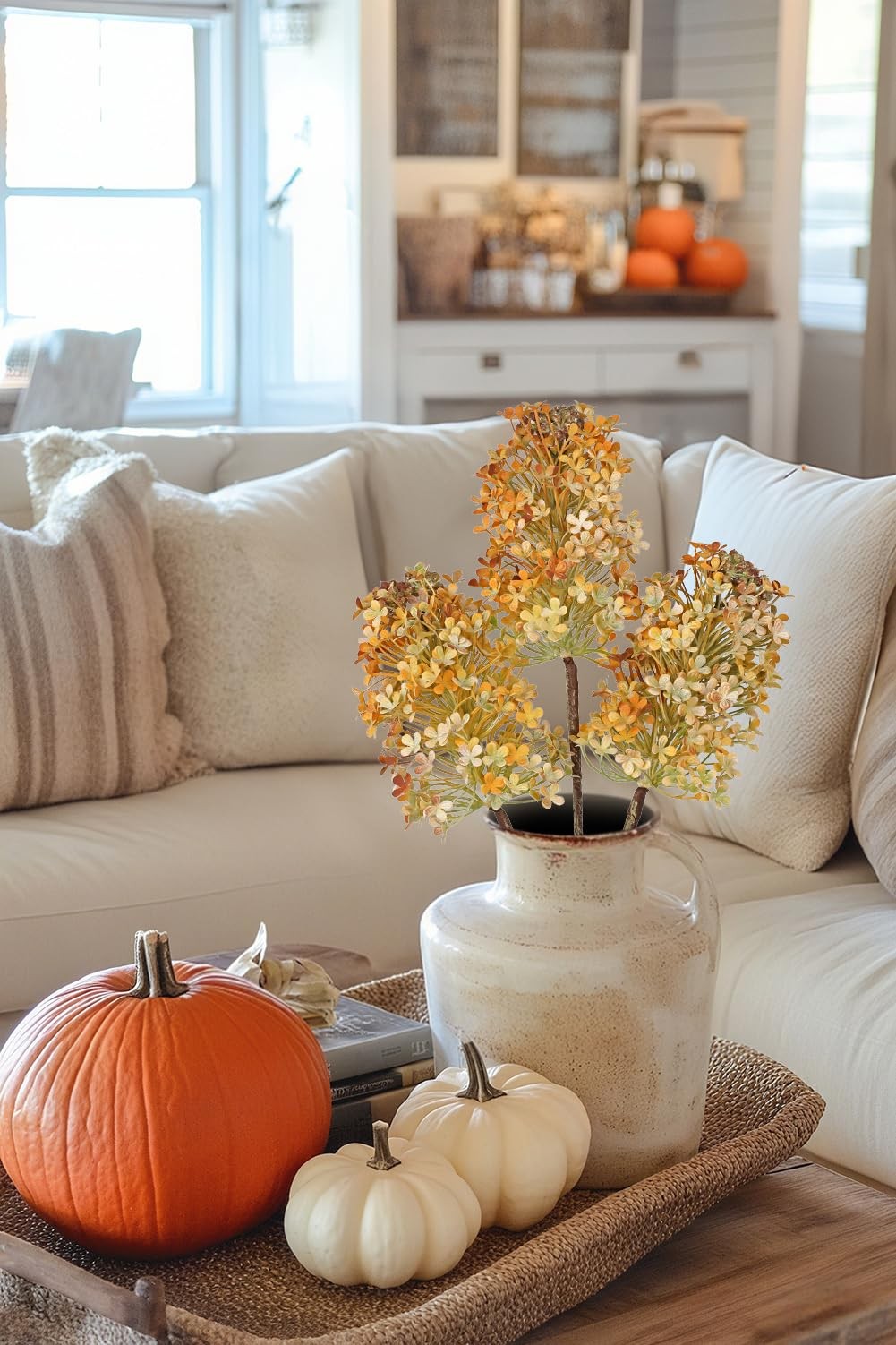 3 Pcs Hydrangea Artificial Flowers Bouquets for Fall Home Decor, 16″ Faux Hyd…