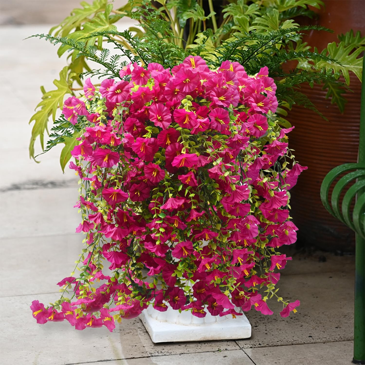 4 PCS Artificial Fake Hanging Flowers Plants for Outdoor Summer Decoration,Fa…