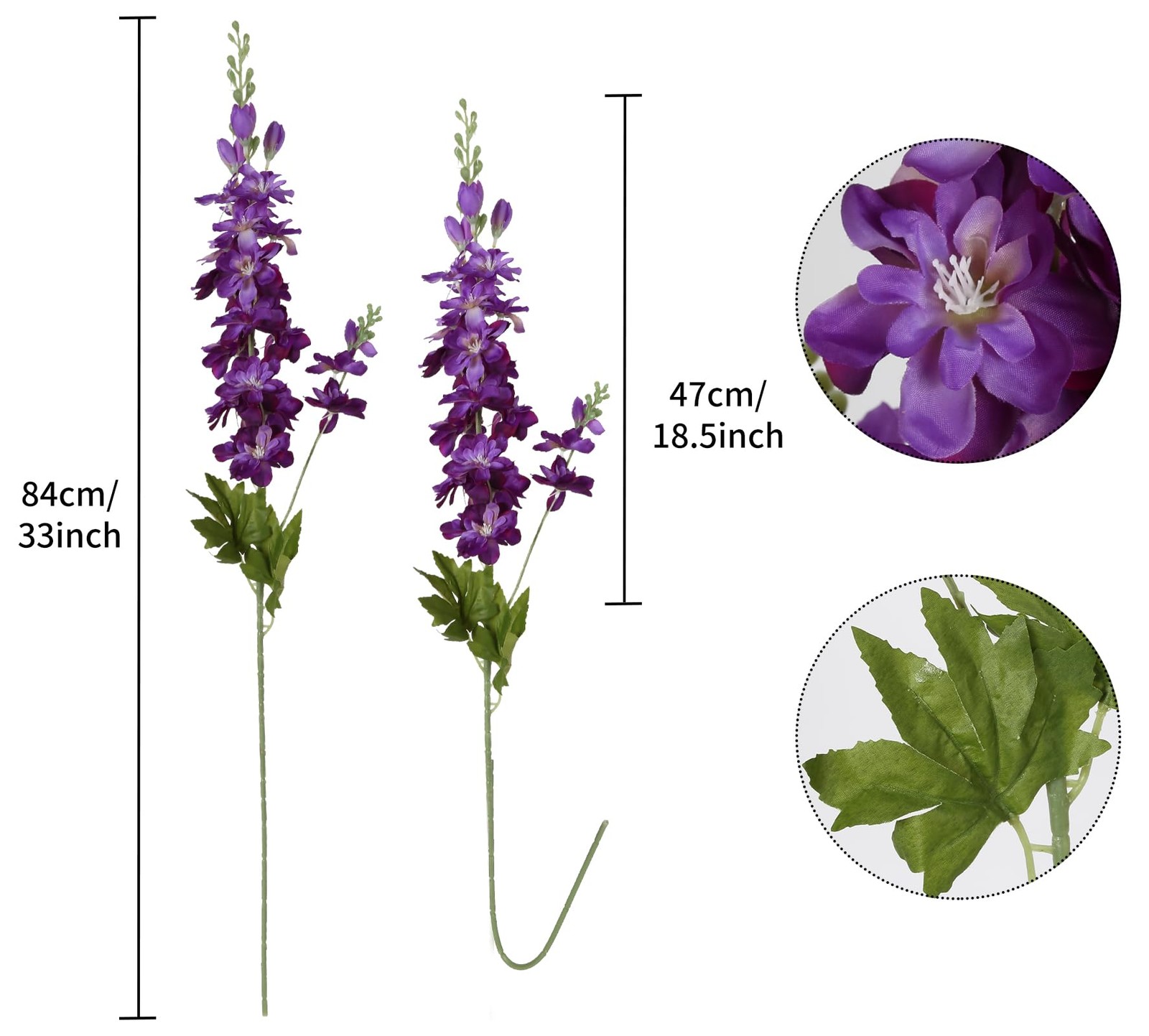 6PCS Purple Delphinium Artificial Flowers 33″ Long Stem Larkspur Silk Flowers…