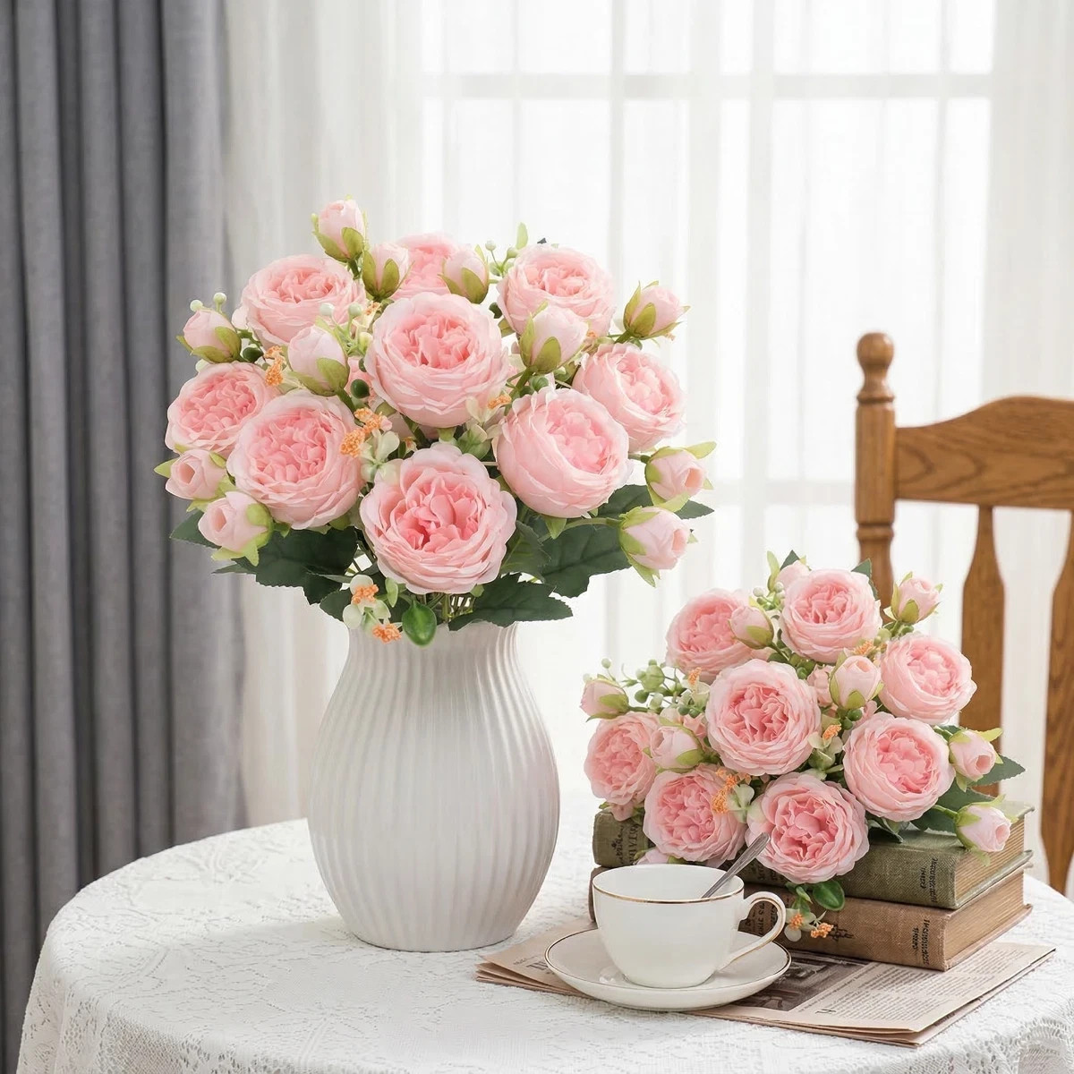 4 Bouquet Silk Peony Artificial 36 Heads Fake Flowers Home Wedding Party Decor