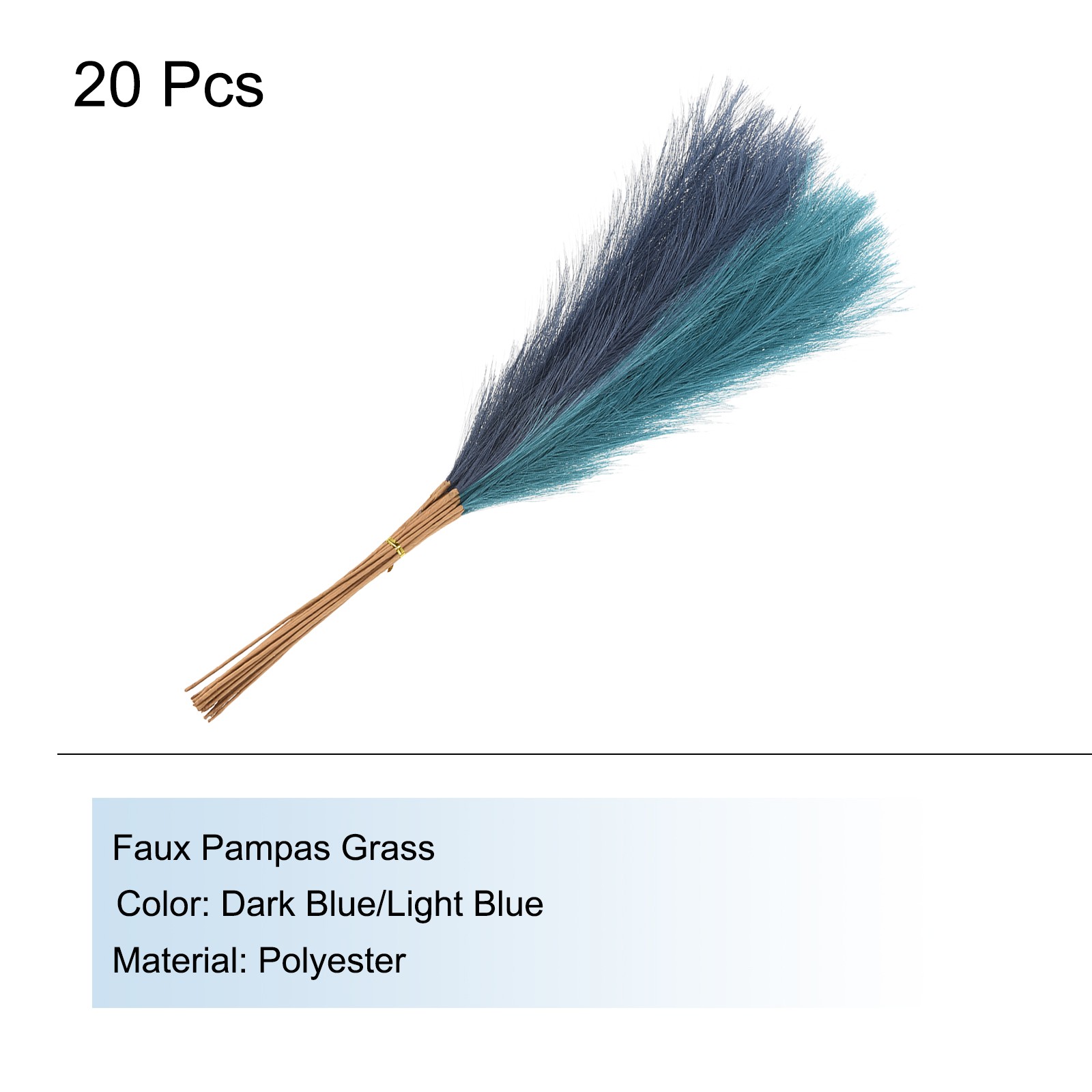 20 x Faux Pampas Grass,21″/55cm Fake Pampas Grass Decor,Dark Blue/Light Blue