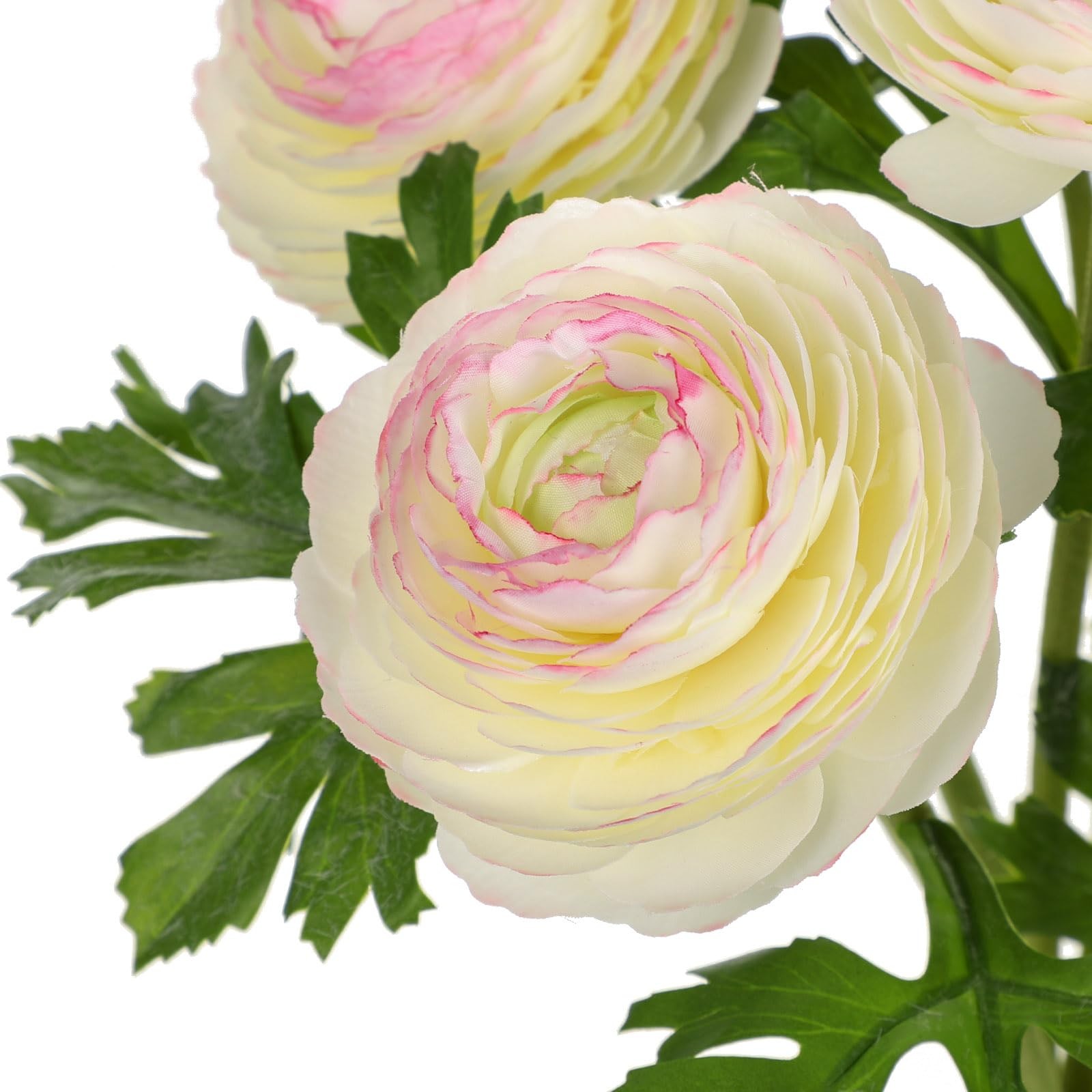7 Heads White Artificial Ranunculus Small Silk Flowers Faux Floral Centerpiece