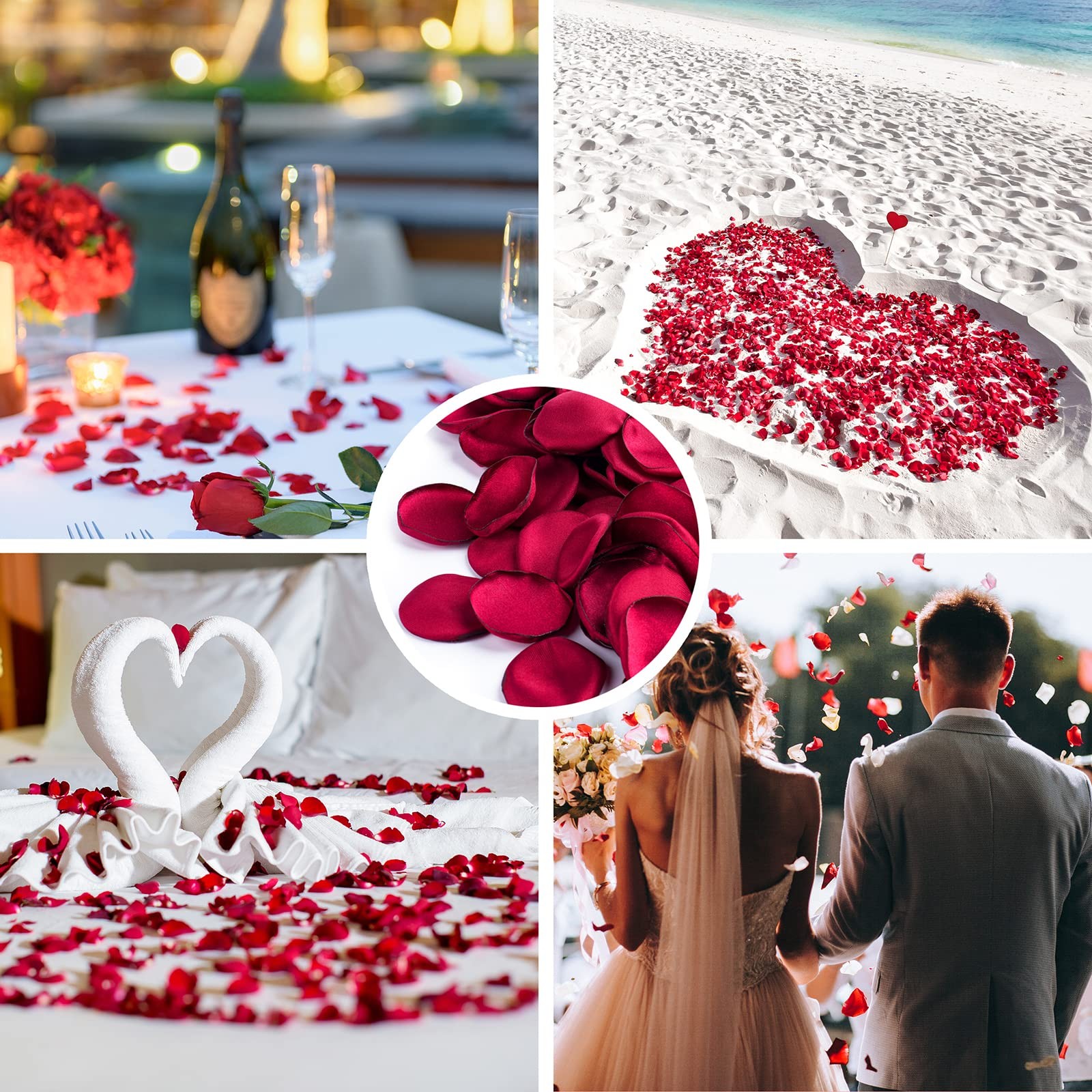 400 PCS Silk Rose Petals Burgundy Red Flower for Romantic