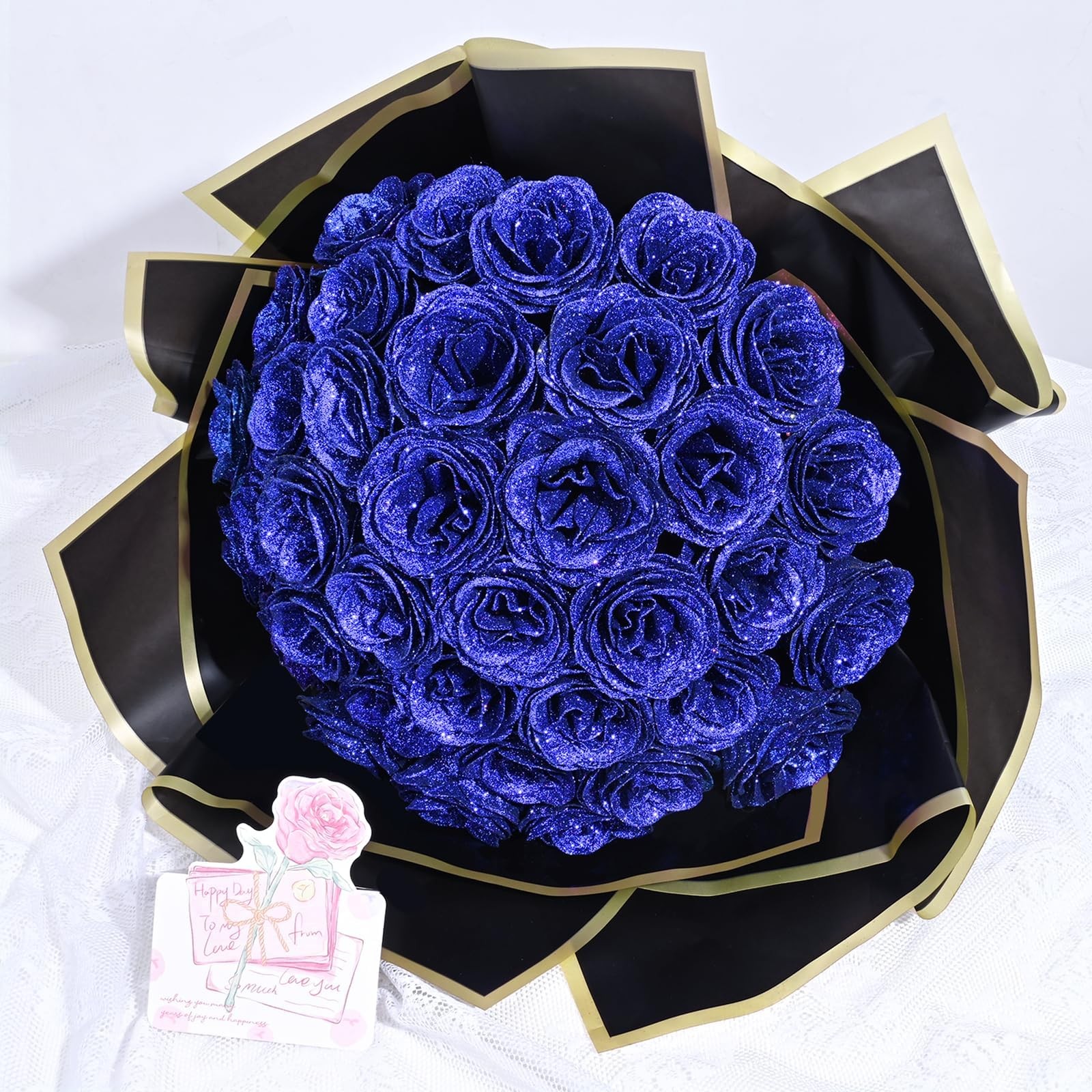 Glitter Roses Bouquet, DIY Fake Glitter Flowers Bouquet, Everlasting Shiny Ar…