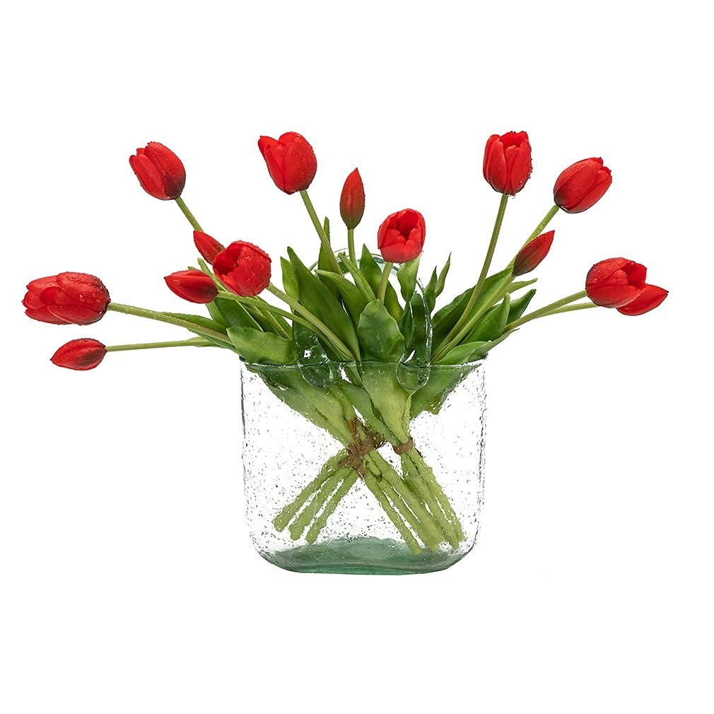 15 PCS Red Artificial Latex Fake Tulips Bouquet Wedding Party Kitchen Decor