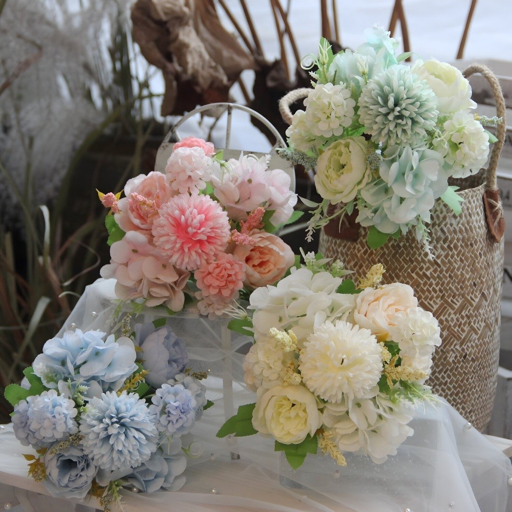Nordic Style Artificial Silk Flower Bouquet for Wedding Home Decoration