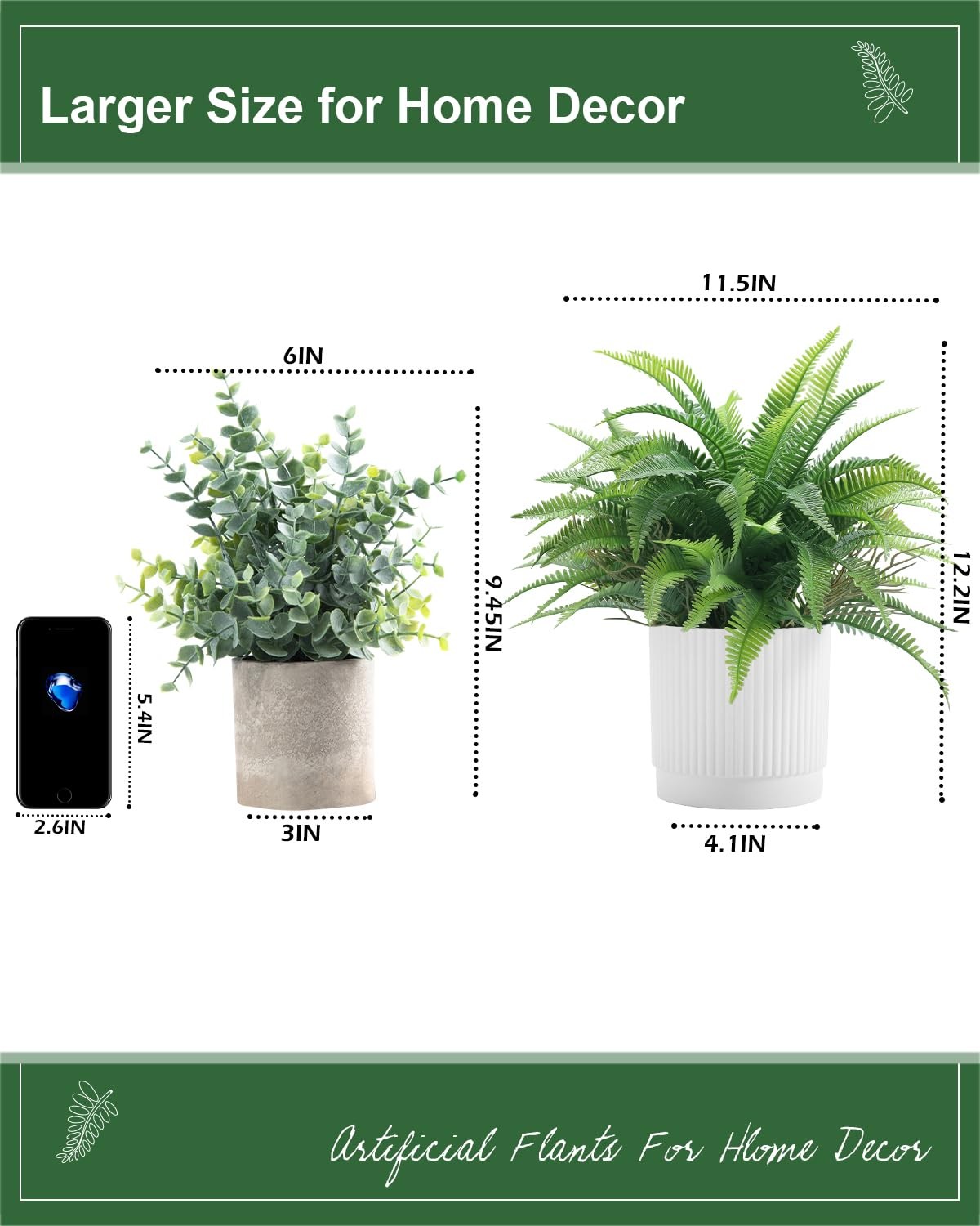 Small Fake Plant 12.2″ Fern Potted Artificial Plants for Shelf Desk Home Bath…