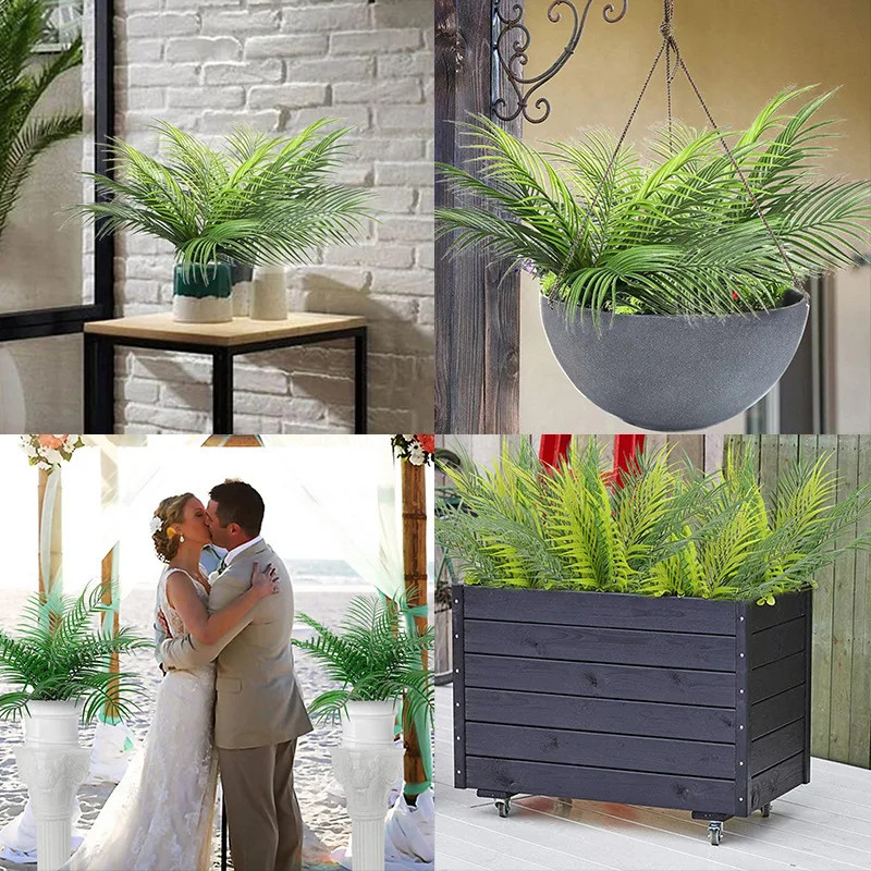 20.47in 9Leaves Artificial Tropical Plants Fake Palm Plant Branch Green Leaves f