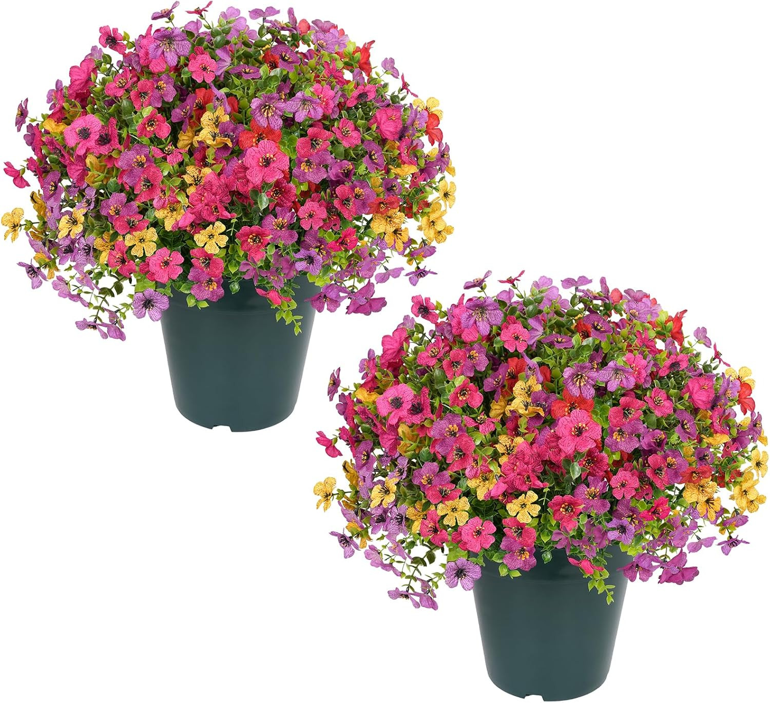 Artificial Flowers for Outdoors- 20” Potted Plant Fake Silk Daisy Bush-Uv Resist