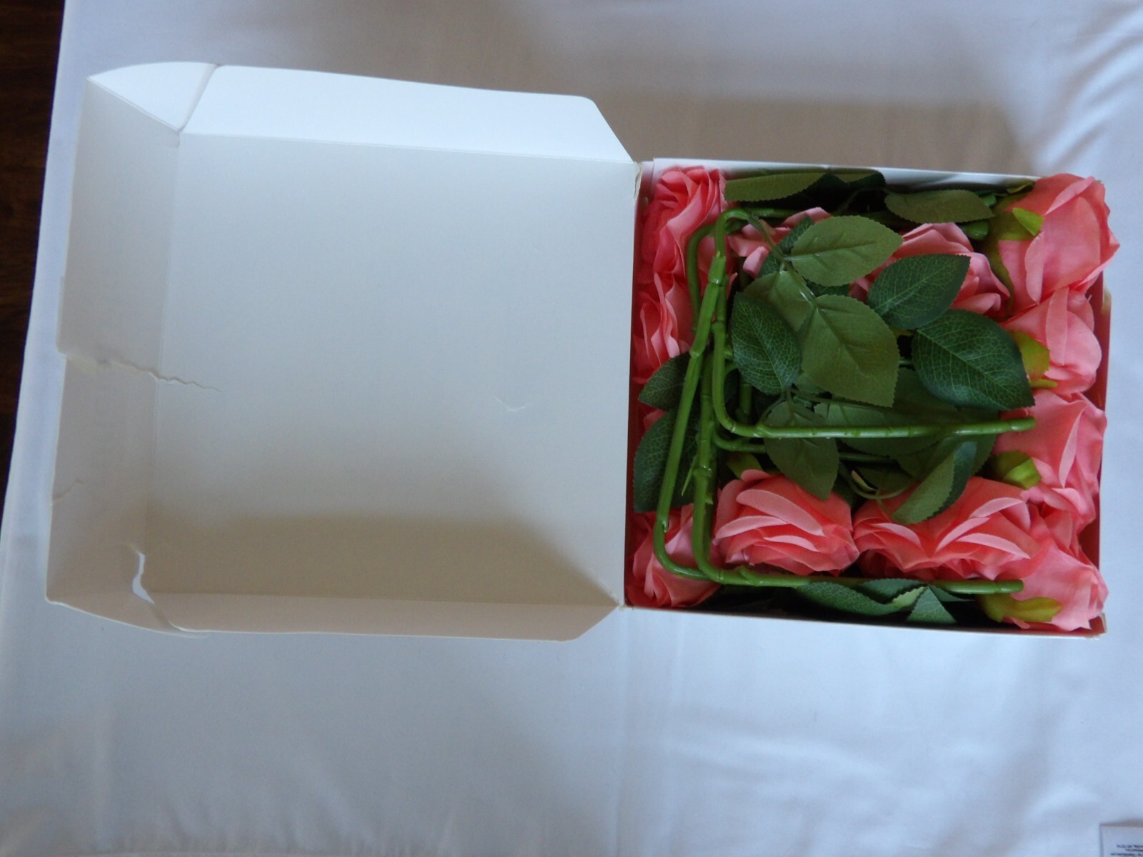 Lot of 4 LVEFIT Box of Artificial Rose Flowers Coral Peach Handmade 12 PCS