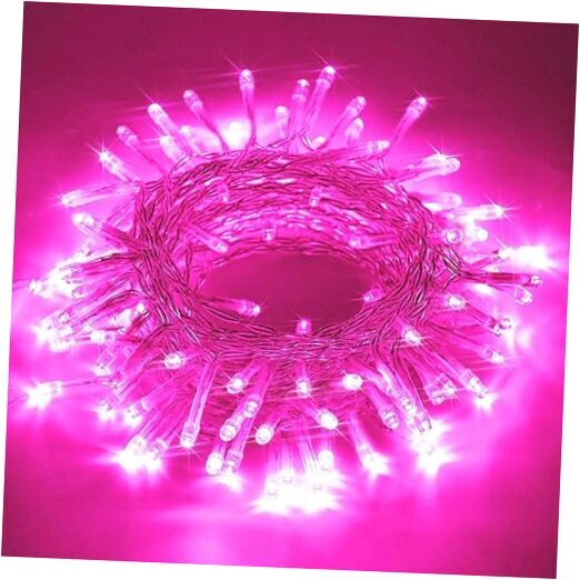 Pink Mini Christmas String Lights, 33 Feet 100 LED Plug Pink LED String Lights