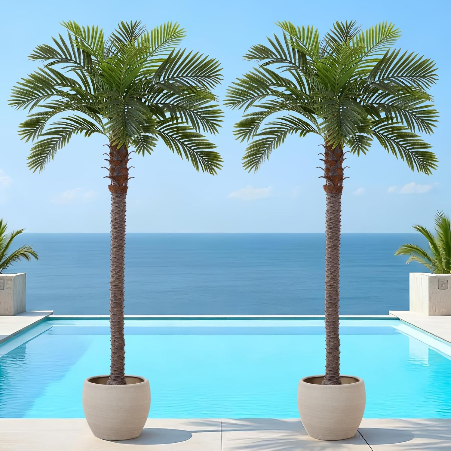 6FT Tall Artificial Palm Trees, Potted Plant (2 Pack) Tropical Areca Palm, UV Re