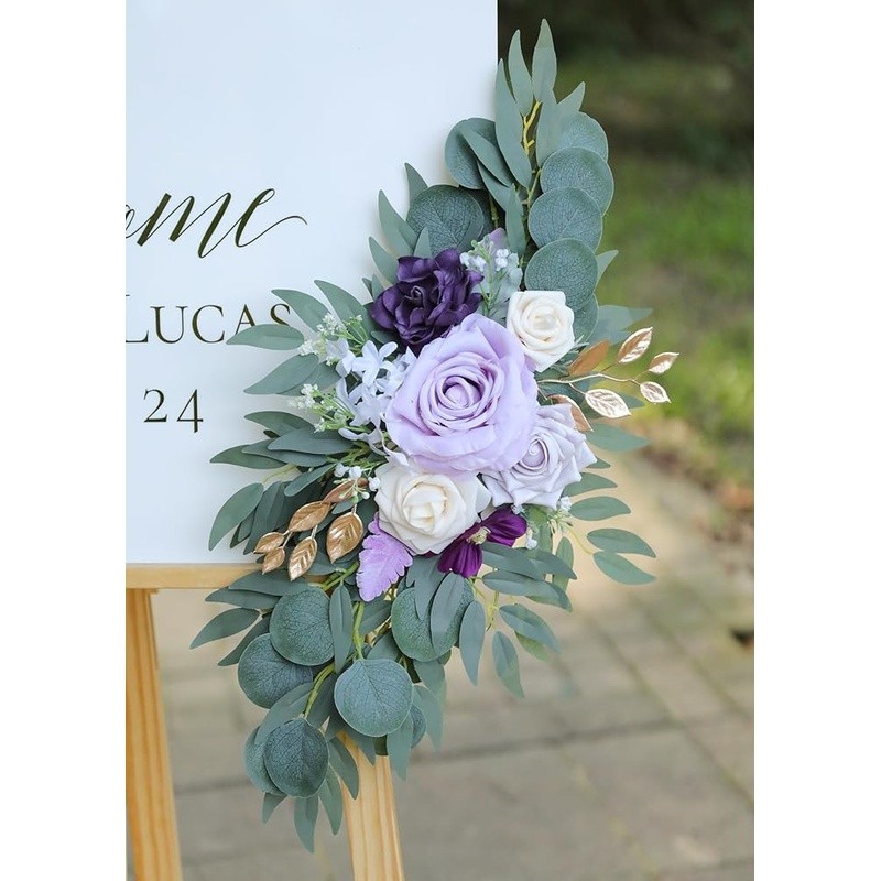 Purple Flower Swag Kit Wedding Decoration Easy Install Faux Silk Arch Flowers US