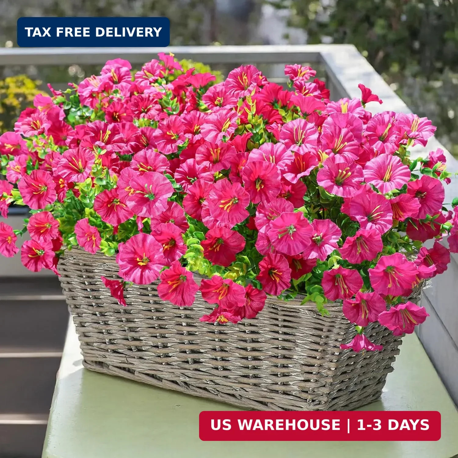 Artificial Flowers Fake Plants for Outdoors Decoration, 12 Bundles Silk Morning