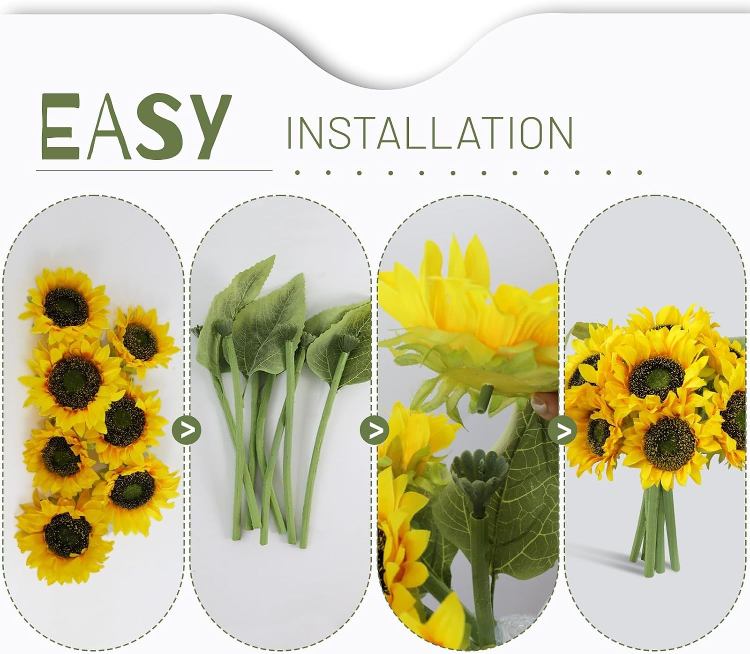 7Pcs Realistic Silk Sunflowers Artificial Flowers,12.6”Fake Sunflowers with