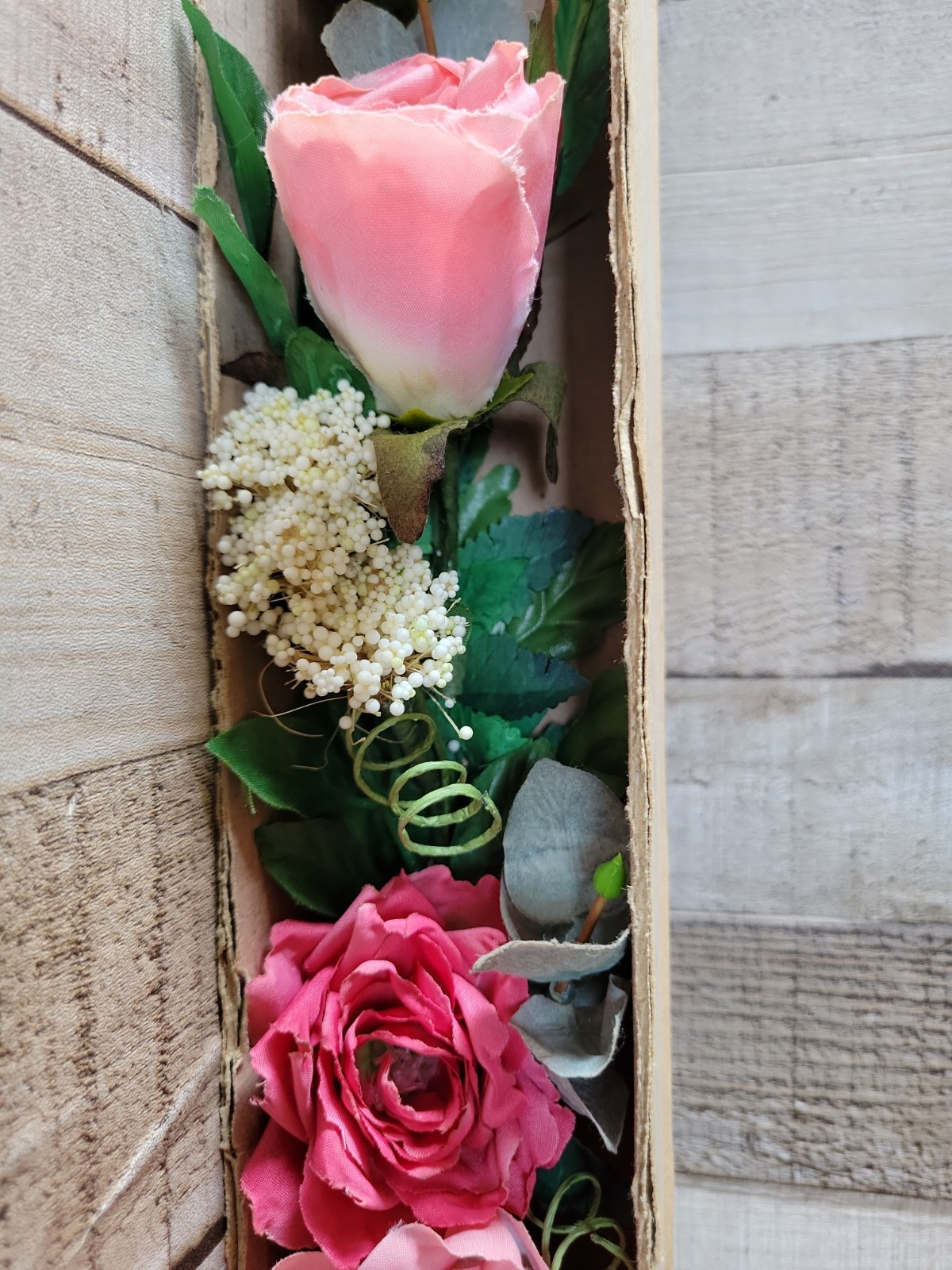 Home Interiors Pink Faux Silk Roses Swag Floral Bouquet New In Box Vintage Rose
