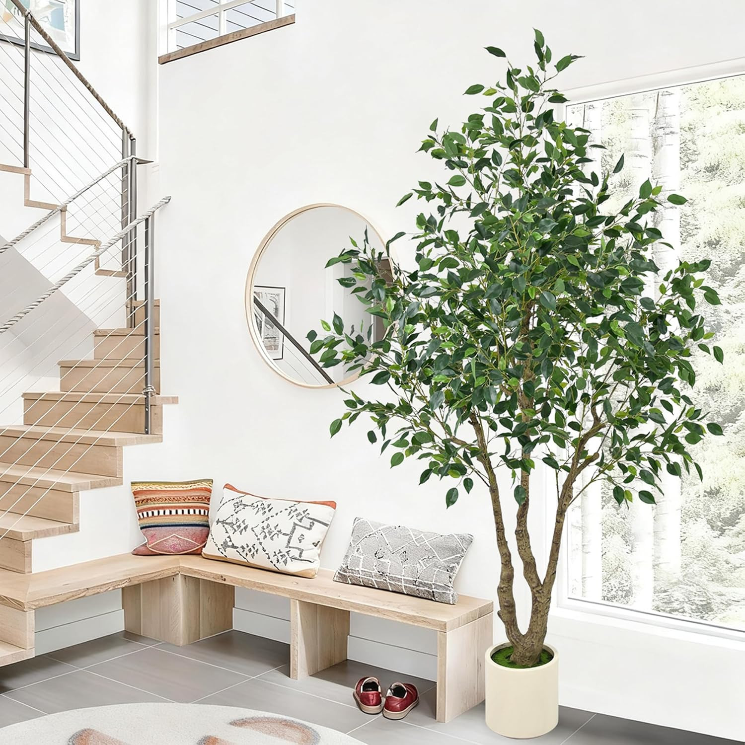 6.5Ft Artificial Ficus Tree – Realistic Faux Plant for Home & Office Decor