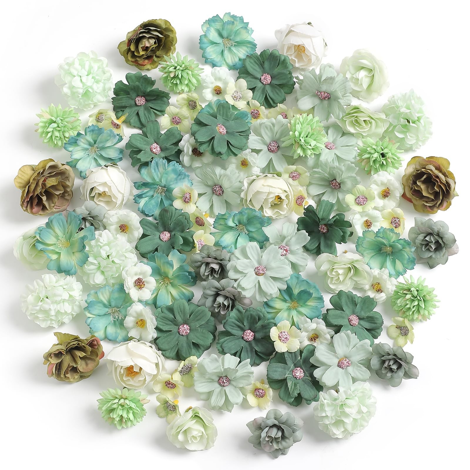 125 PCS Silk Faux Flower Heads Mini Artificial Daisy Rose Multicolor Craft