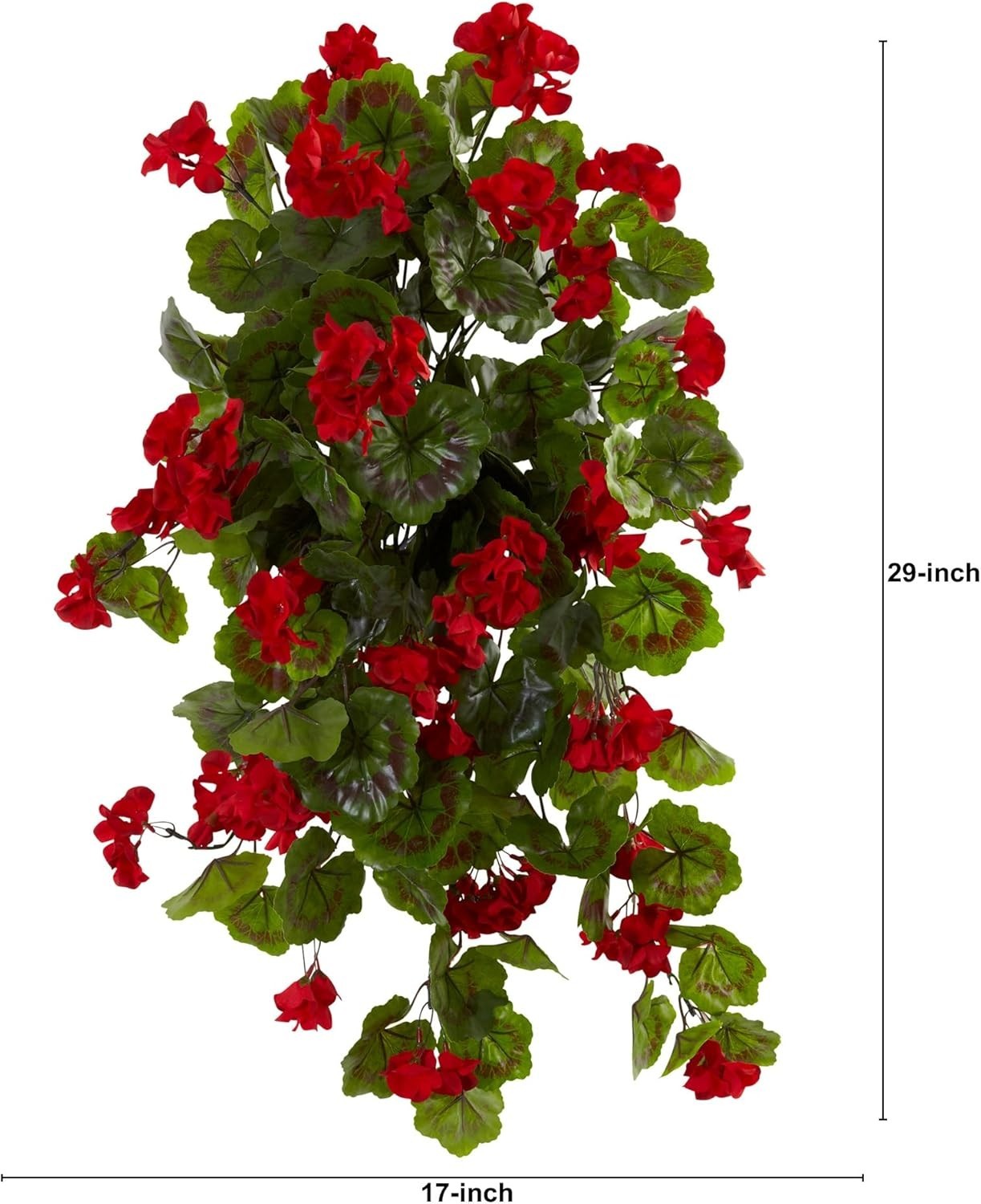 Set of 2 UV Resistant 29″ Red Geranium Hanging Plants for Indoor/Outdoor Decor