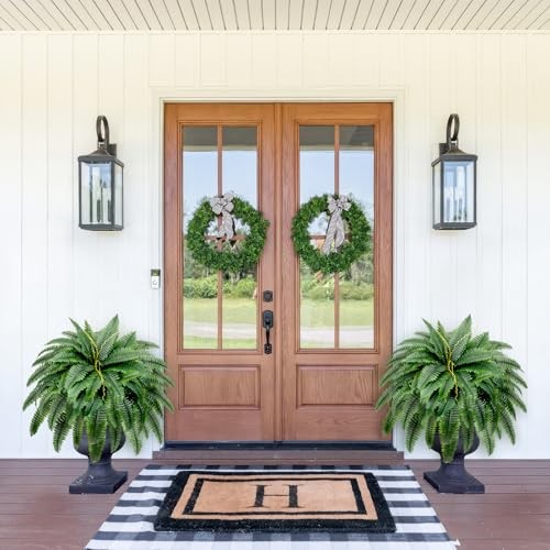 Artificial Boston Fern Bush Set of 2 45Inch Fake Ferns with 55 Fronds