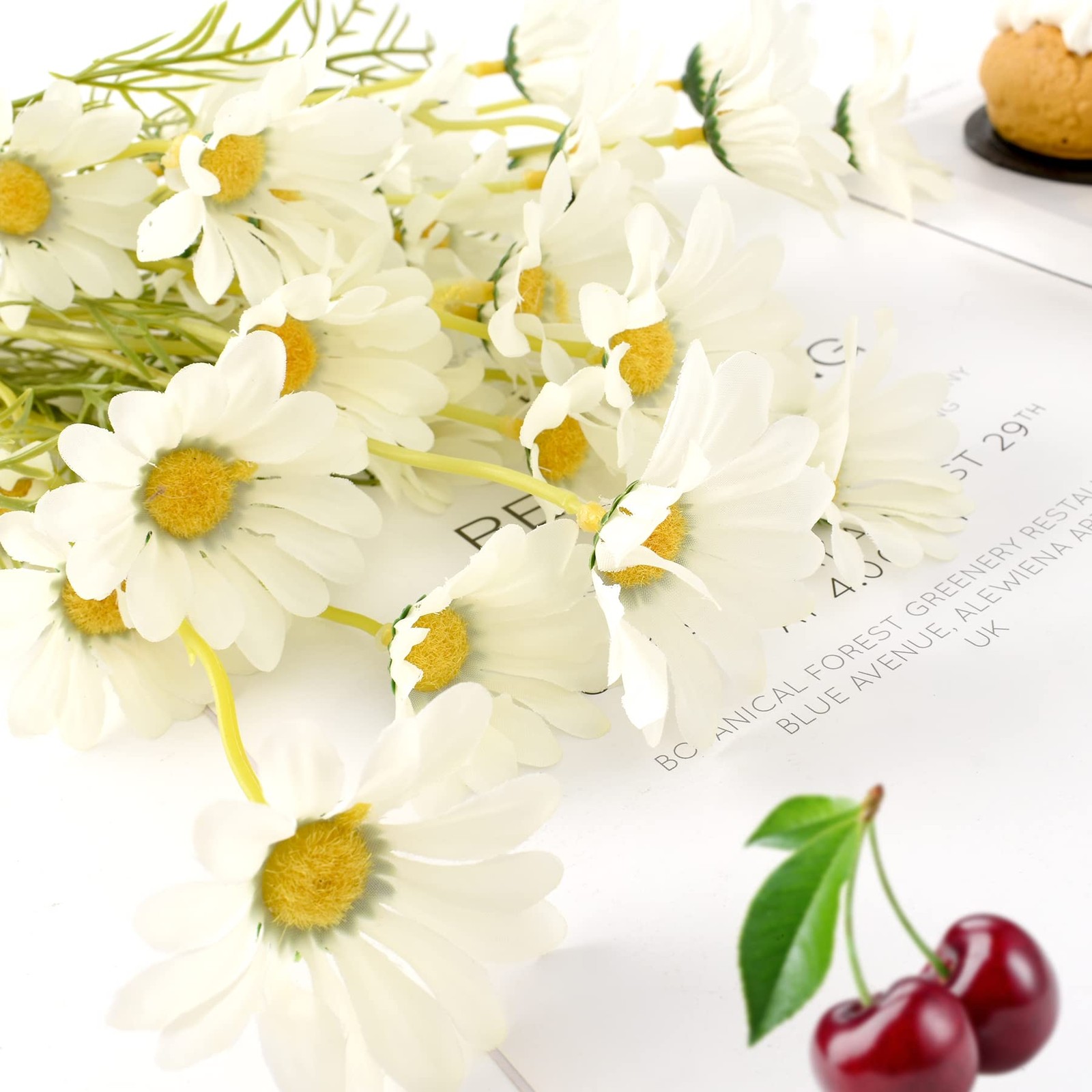 Artificial Daisy Flowers 6 Bundles 21” Faux Silk Daisy Flowers with Stems for…